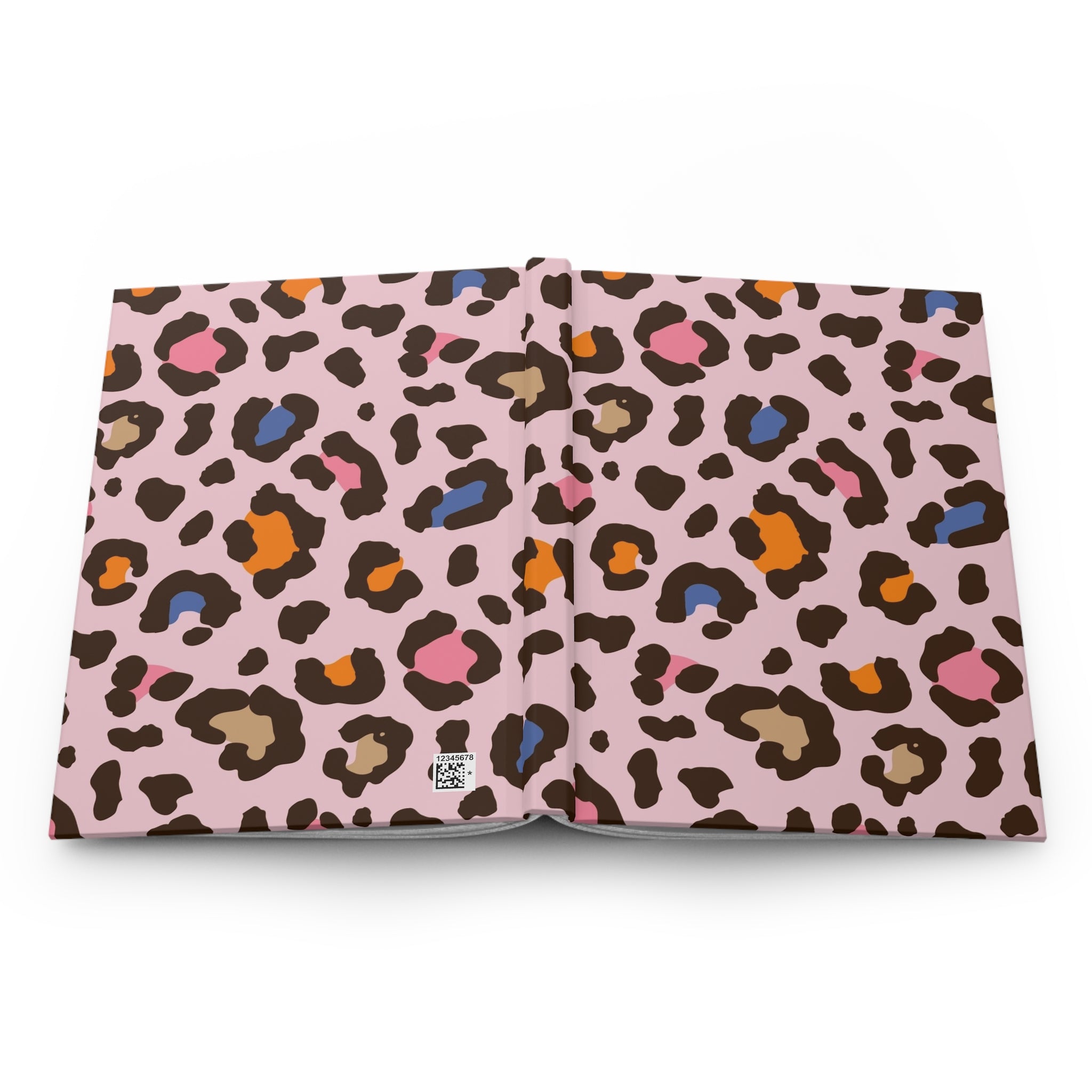Pink Colorful Leopard Print Hardcover Journal — Trendy Animal Print Notebook for Notes & Gifts