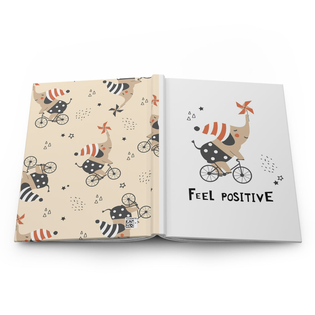 Feel Positive Elephant Hardcover Journal — Cute Biking Elephant Notebook for Kids & Adults