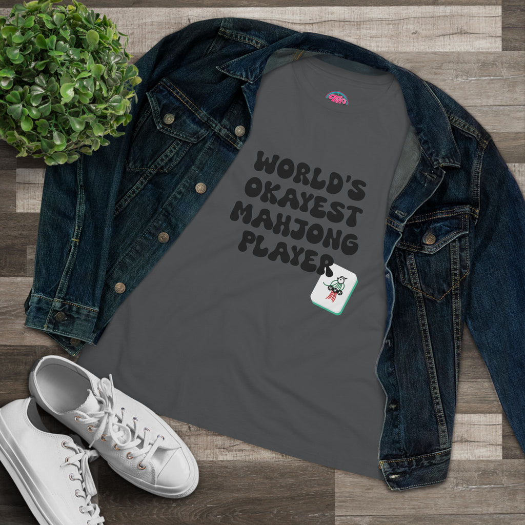 World's Okayest Mahjong Player Tee — Funny Mahjong Shirt for Women