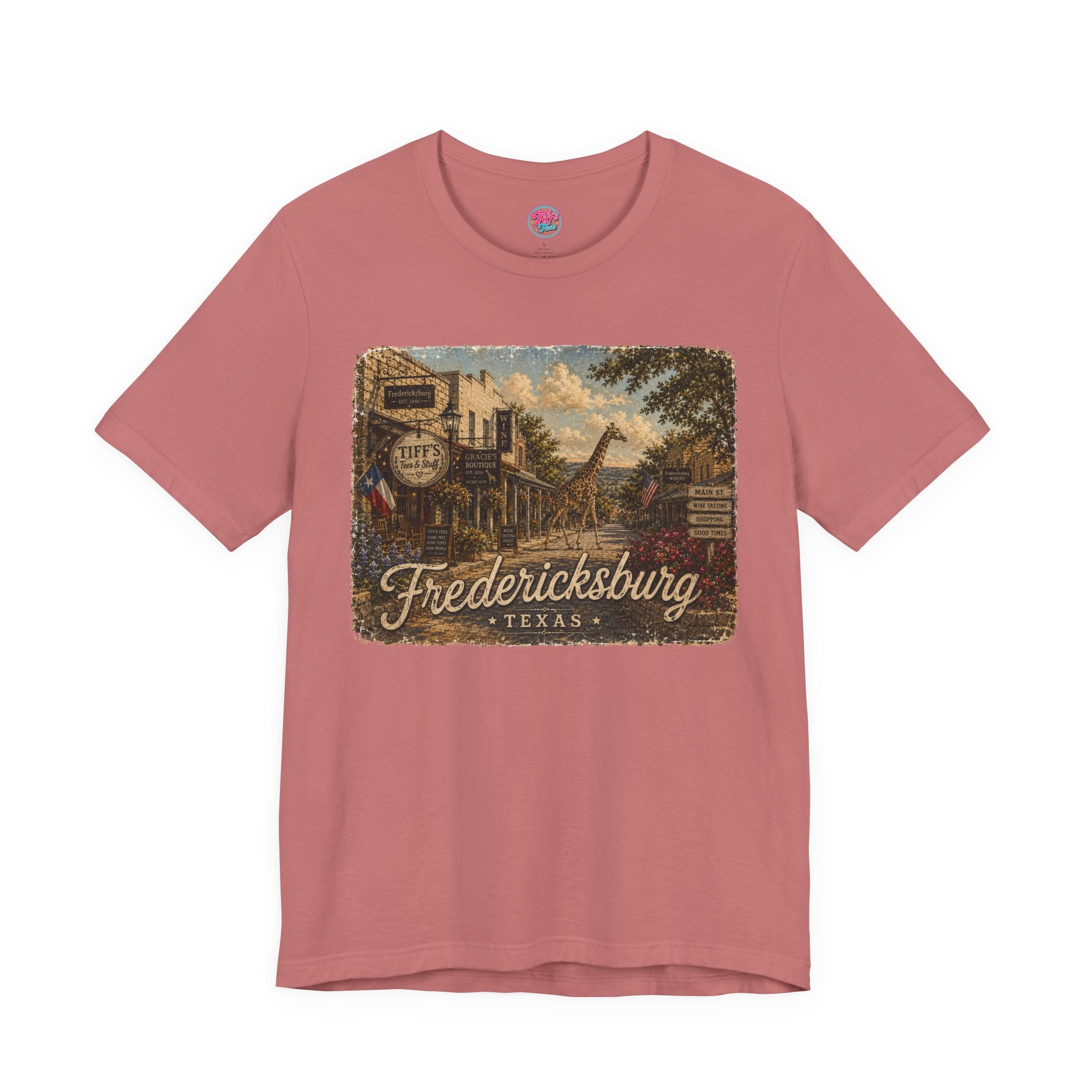Fredericksburg Texas Vintage Scene Tee featuring Gracie