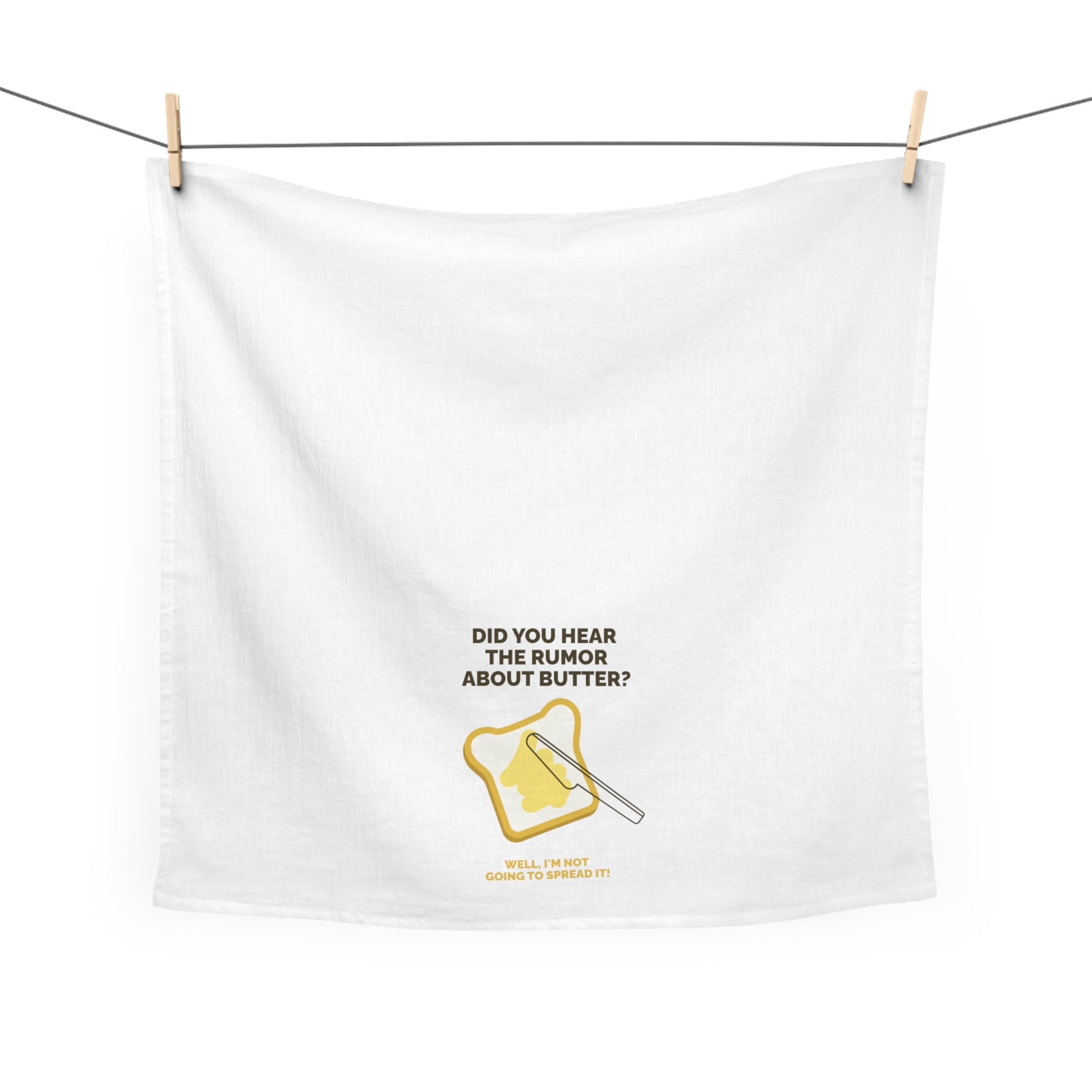 Tea Towel — "Did You Hear the Rumor About Butter?" Funny Kitchen Dish Towel