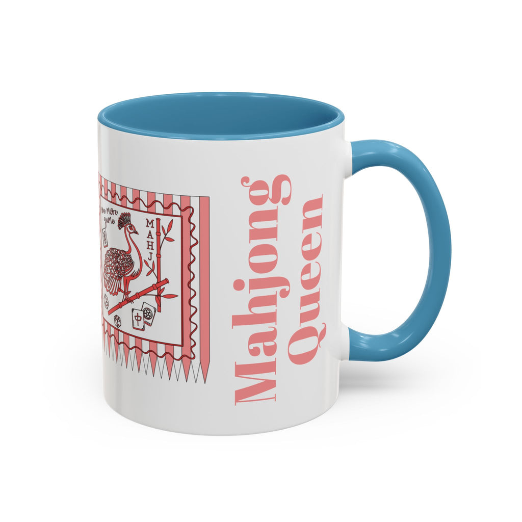 Mahjong Queen Accent Coffee Mug – Retro Tile Design, 11 oz
