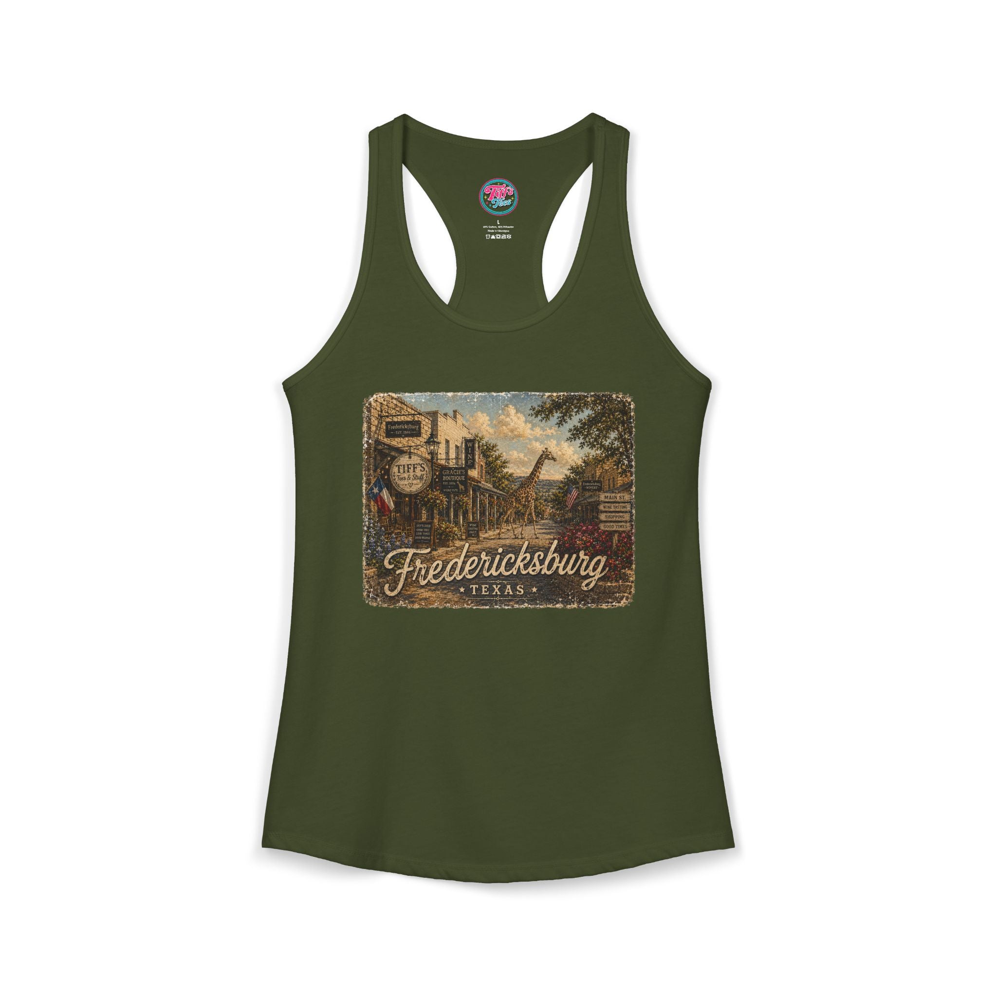 Women's Tank with Vintage Texas Look Featuring One Lost Giraffe