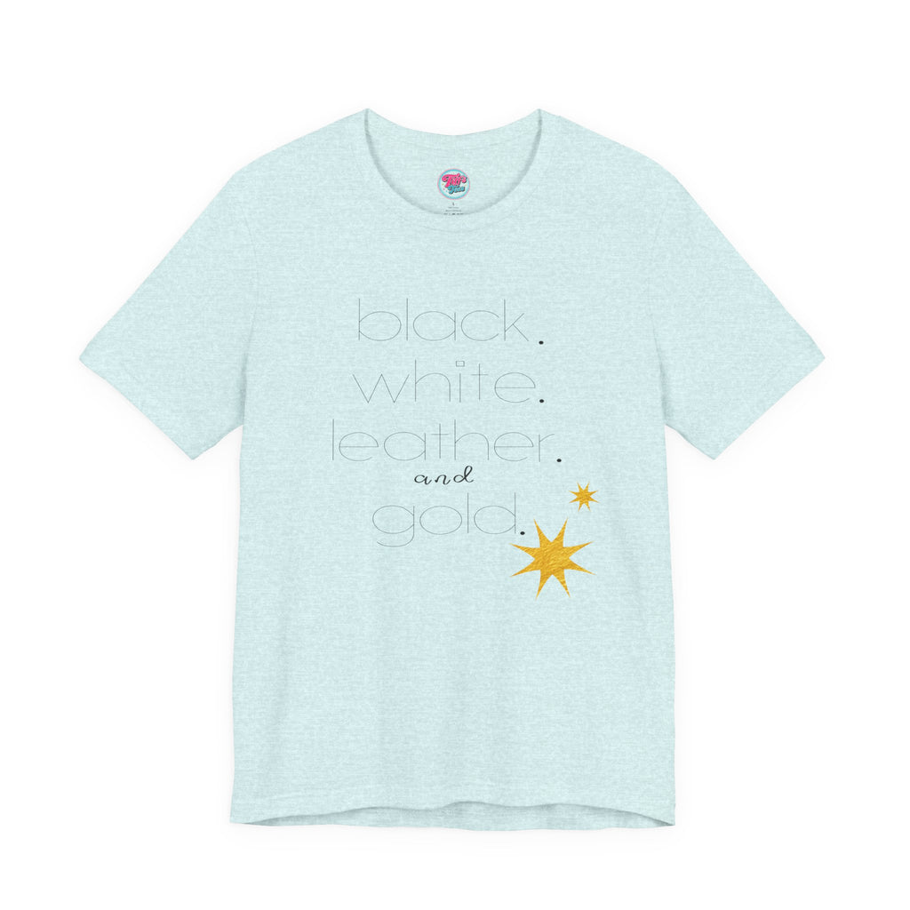 Gold Star Minimalist Tee — 'Black White Leather Gold' Graphic Shirt