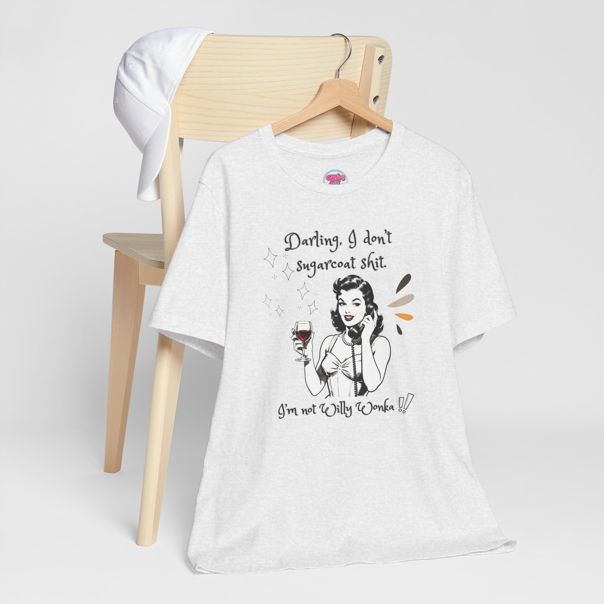 Sarcastic Retro Wine Tee – "Darling, I don't sugarcoat sh*t" Graphic T-Shirt