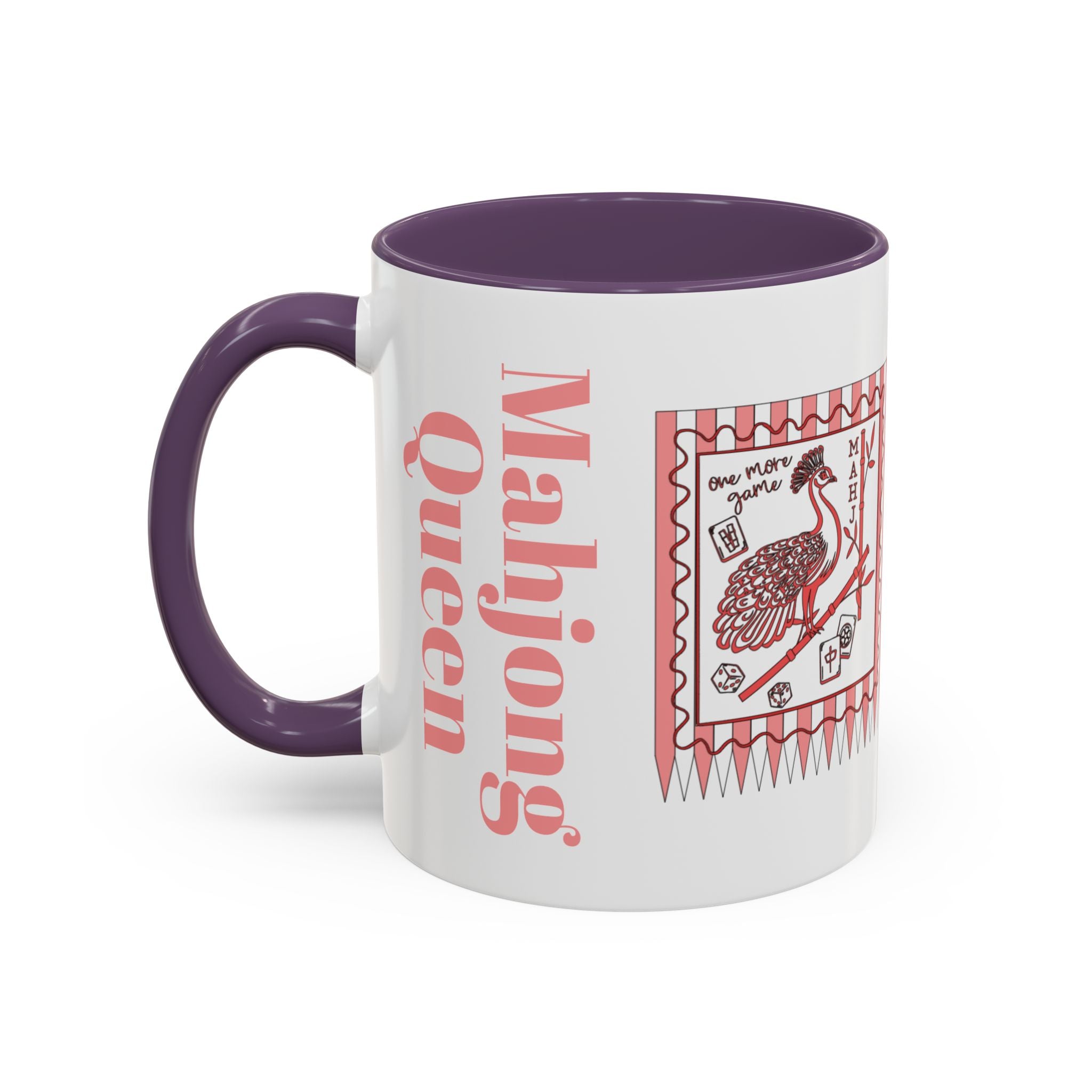 Mahjong Queen Accent Coffee Mug – Retro Tile Design, 11 oz