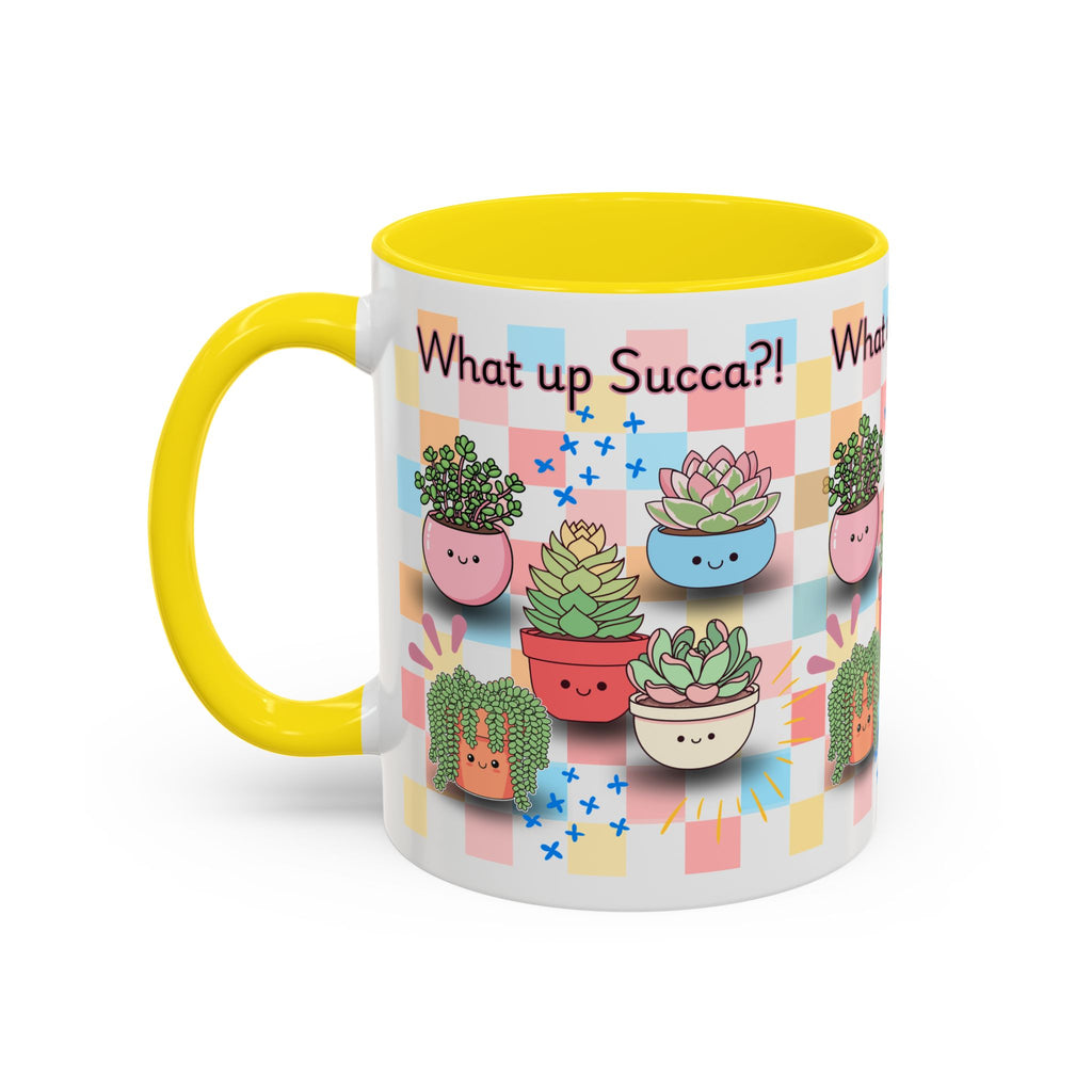 What up Succa? Cute Succulent Accent Coffee Mug – Fun Plant Lover Gift (11 oz)