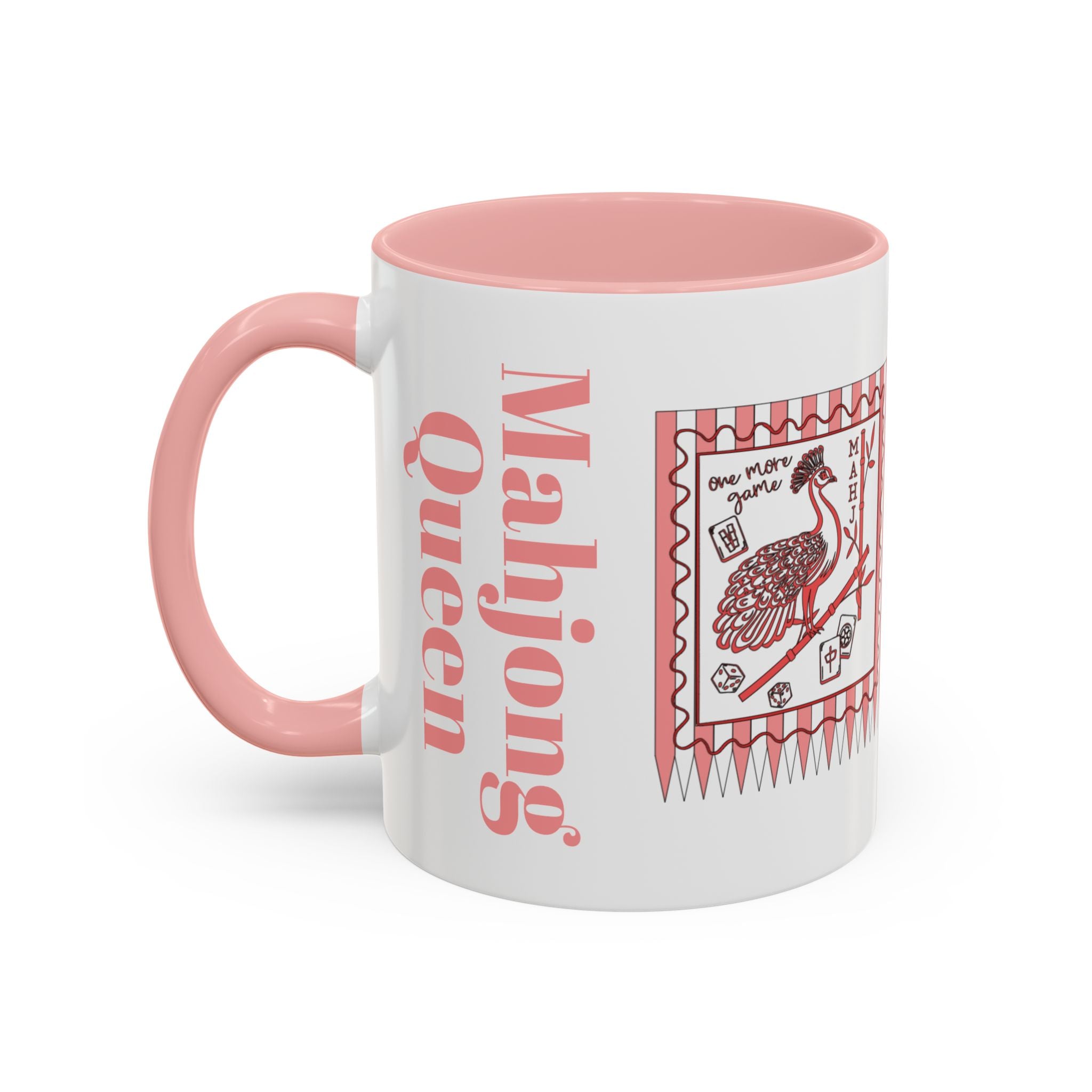 Mahjong Queen Accent Coffee Mug – Retro Tile Design, 11 oz