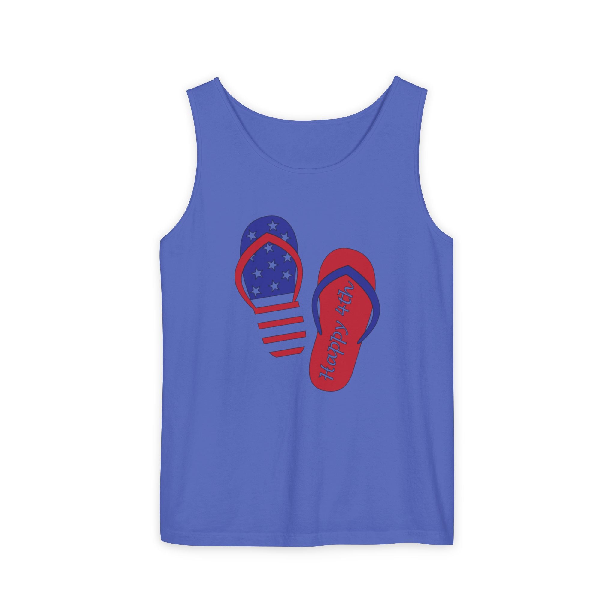 Patriotic Flip Flops Tank Top – 'Happy 4th' Summer Independence Day Tank