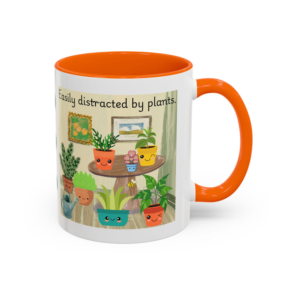 Plant Lover Coffee Mug — “Easily Distracted by Plants” Accent Mug (11 oz)