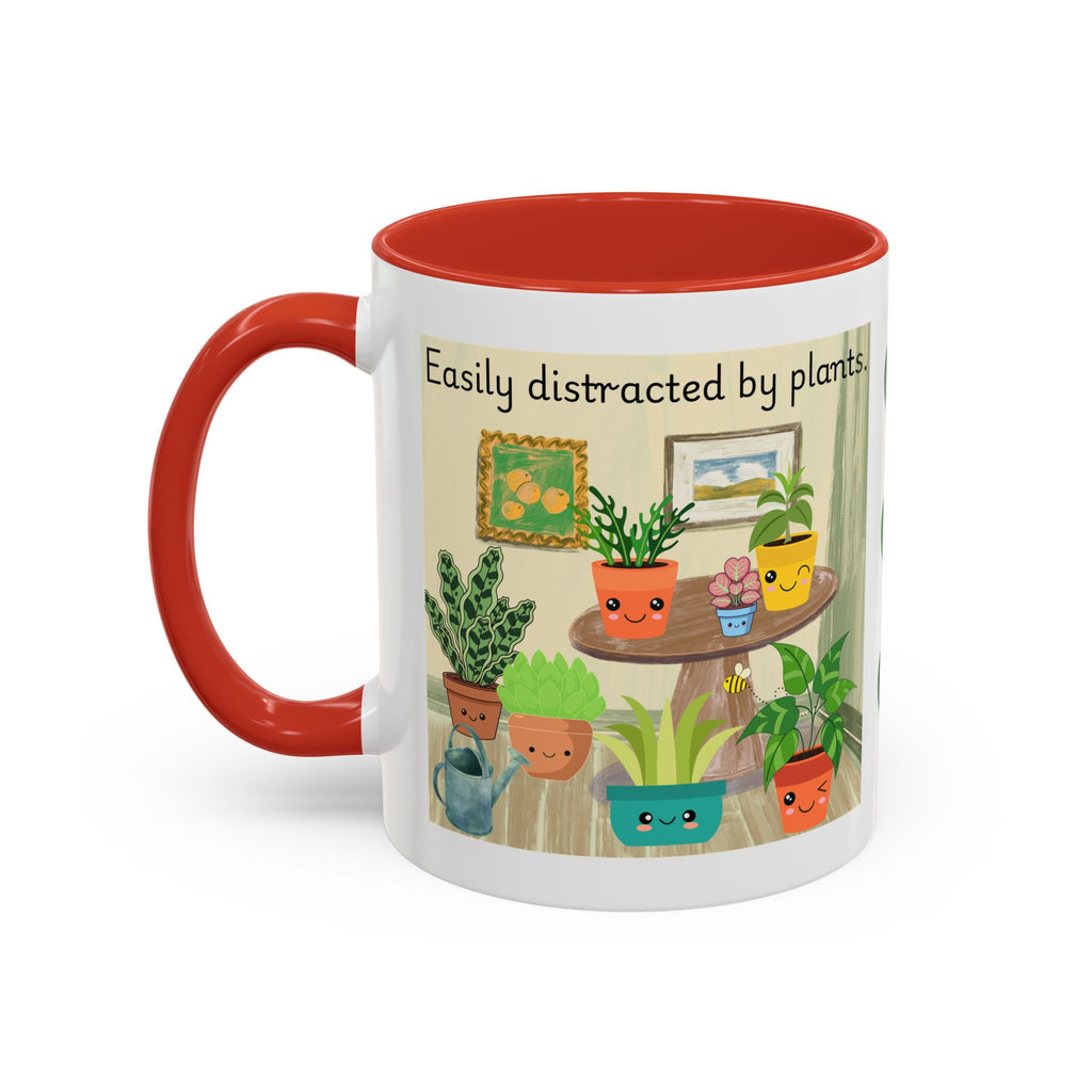 Plant Lover Coffee Mug — “Easily Distracted by Plants” Accent Mug (11 oz)