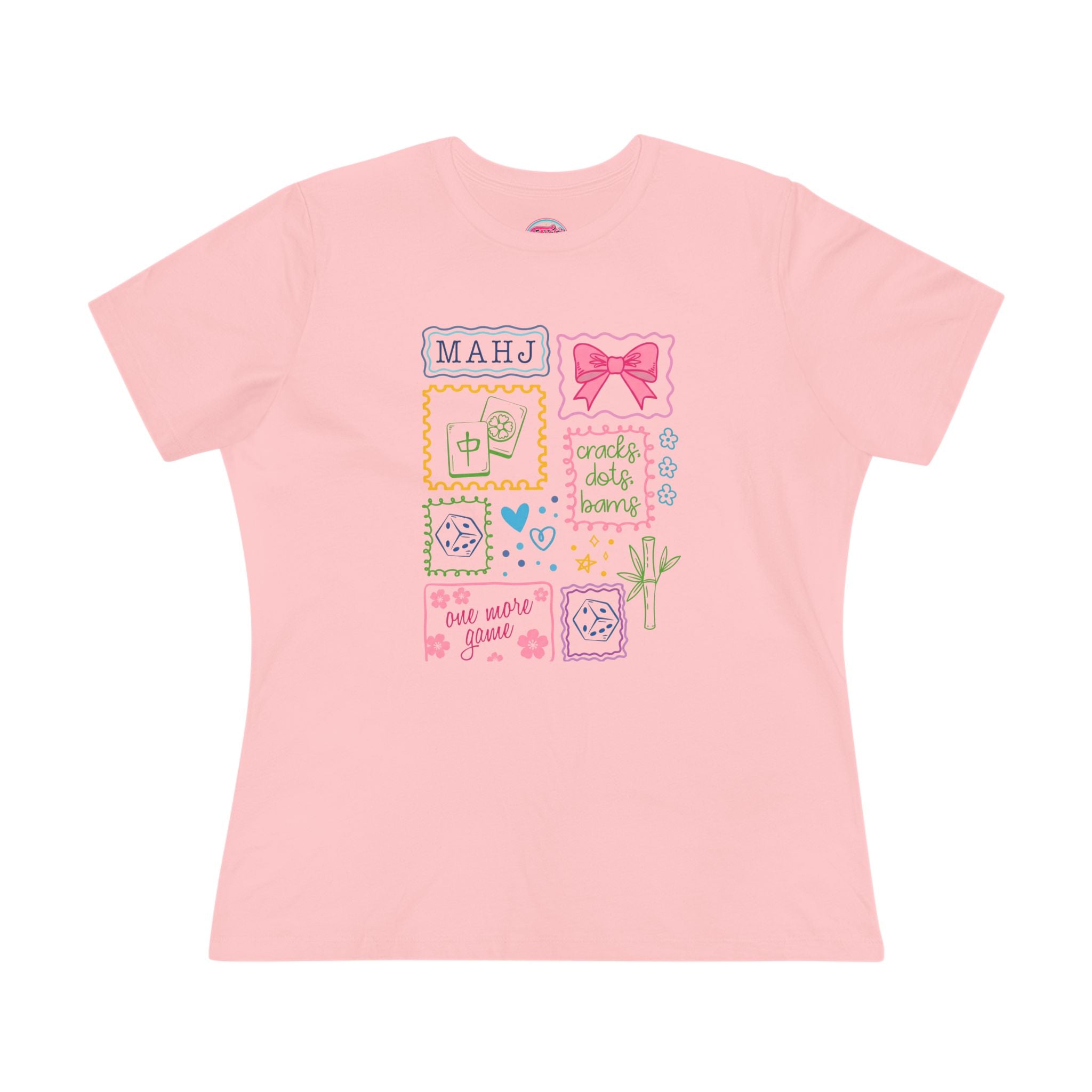 Just A Girl Who Loves Mahjong Graphic Tee — Cute Pastel Mahjong Tiles & Bow Women's T-Shirt