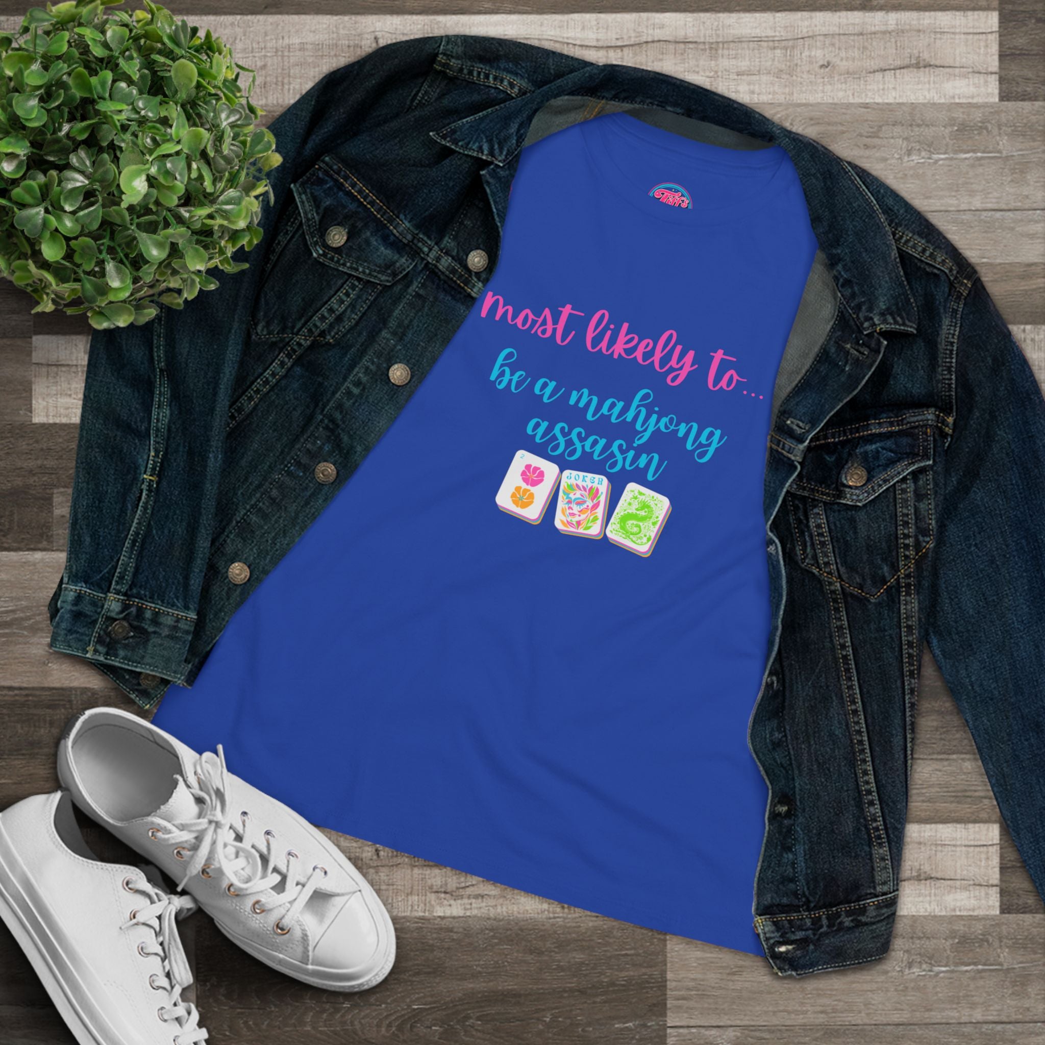 Most Likely to Be a Mahjong Assassin Tee - Funny Mahjong Women's Cotton Tee
