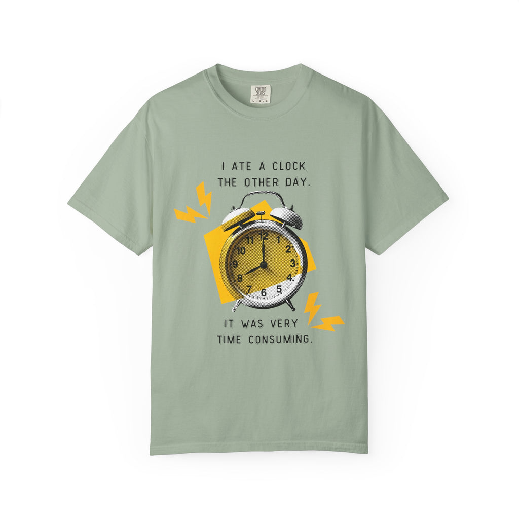 Funny Joke T-Shirt - Dad Jokes - I ate a clock the other day...