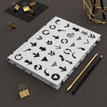 Arrow Icons Hardcover Journal — Minimal Black & White Symbol Notebook for Notes, Design Sketches, and Bullet Journaling