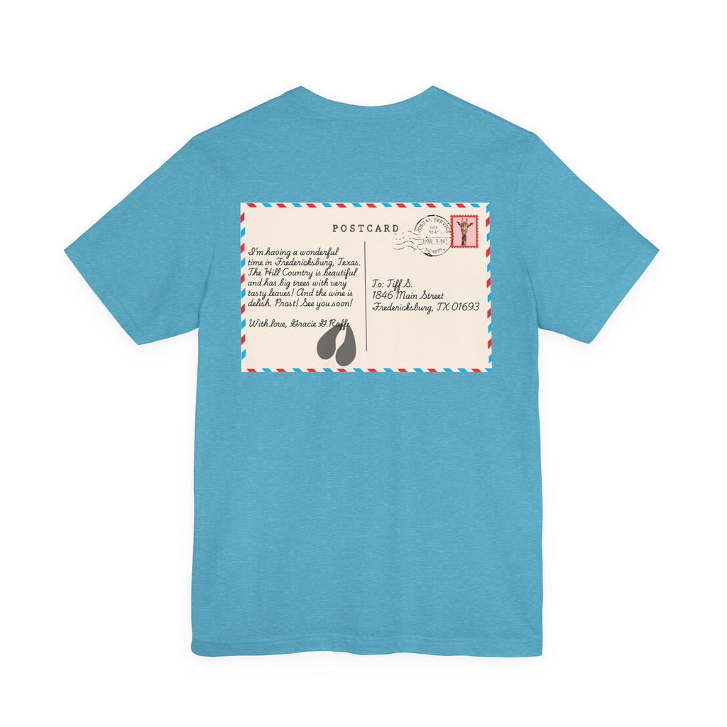 Postcard from Gracie Giraffe T-Shirt — 'Wish You Were Here' Vintage Airmail Graphic Tee