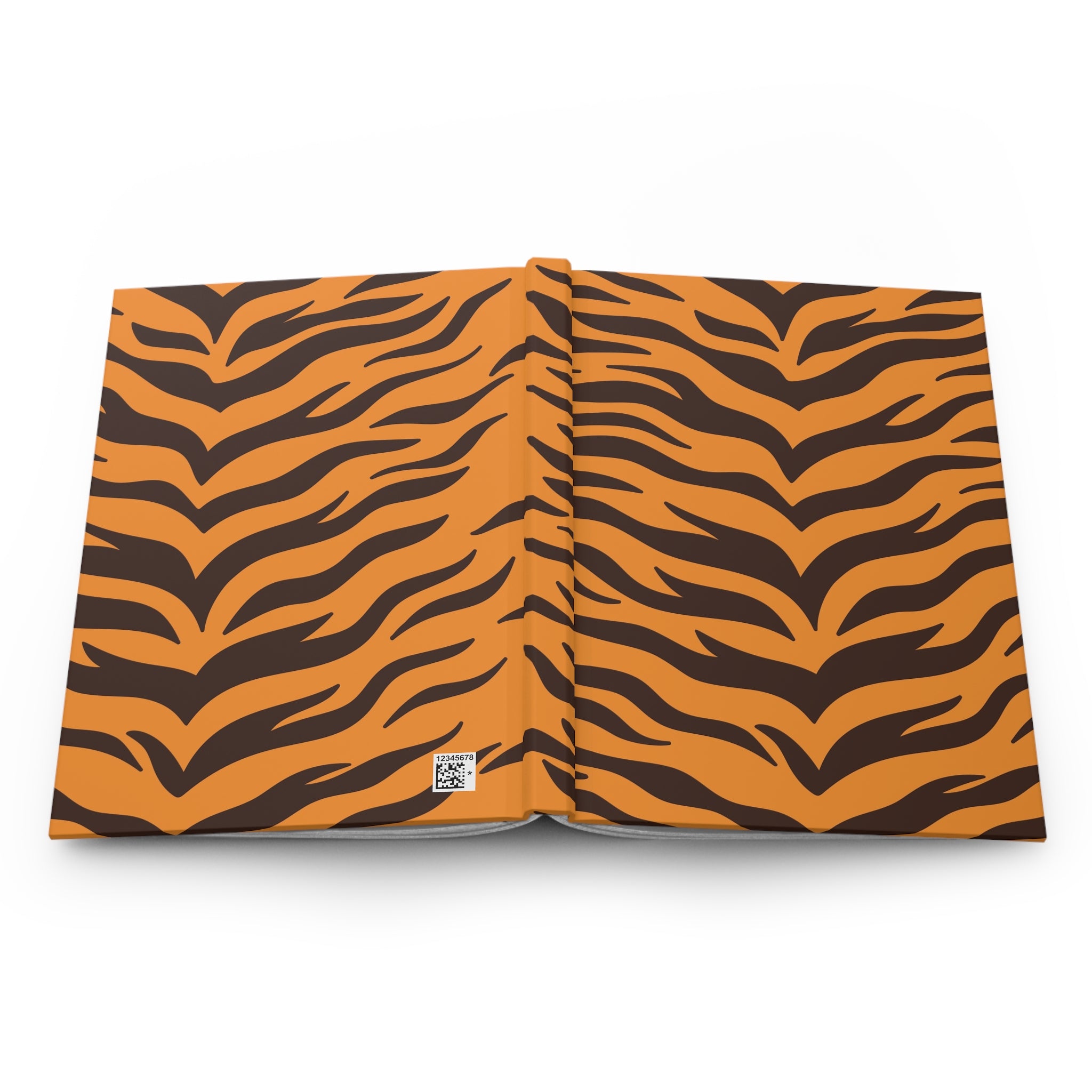 Tiger Print Hardcover Journal — Orange & Black Animal Stripe Notebook for Notes, Travel, & Gift