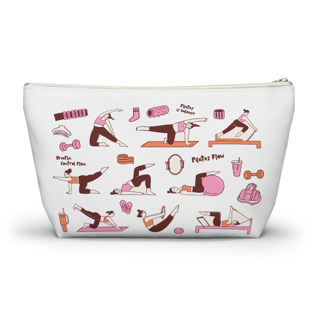 Pilates Accessory Pouch — T‑Bottom Makeup & Gear Bag with Pilates Flow Design