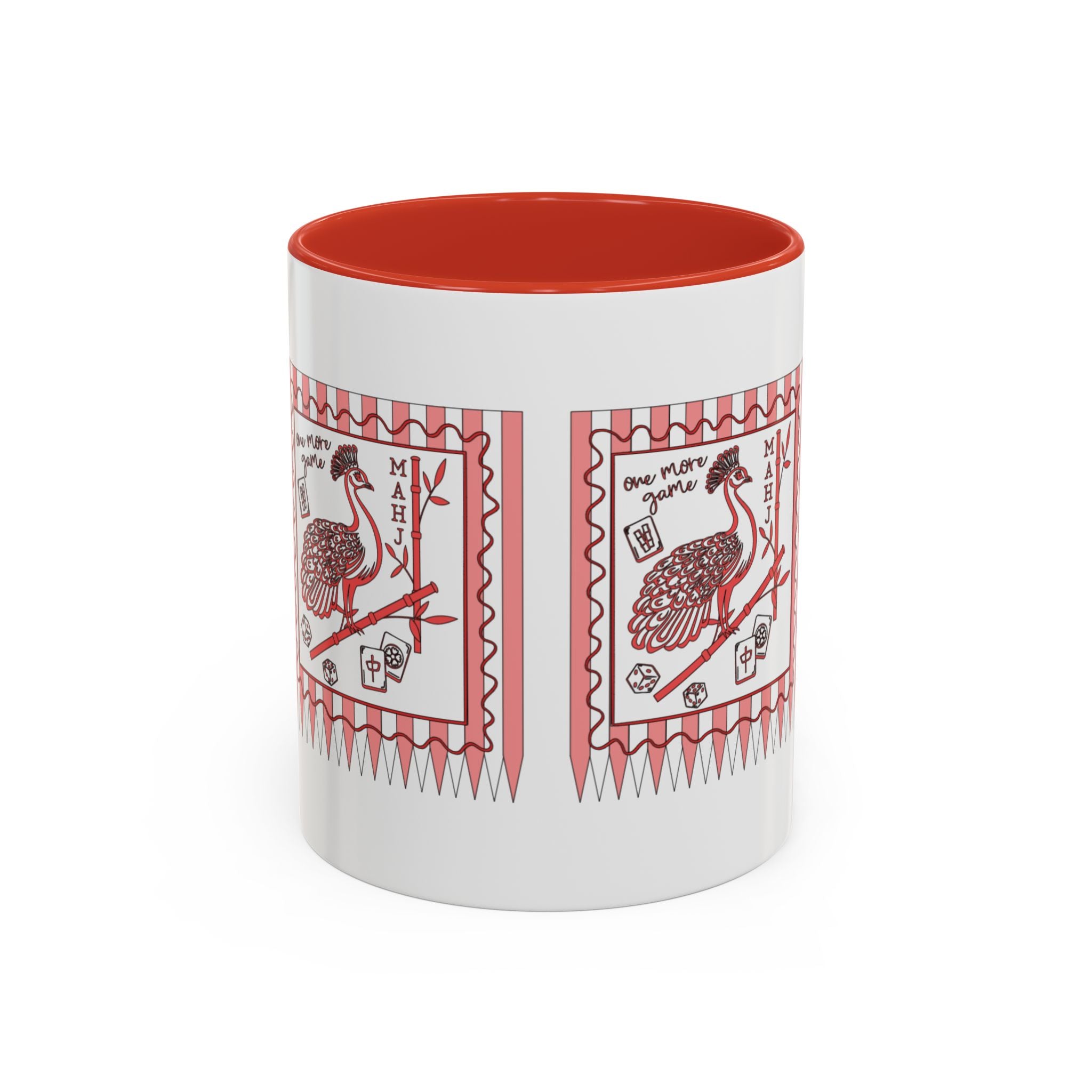 Mahjong Queen Accent Coffee Mug – Retro Tile Design, 11 oz