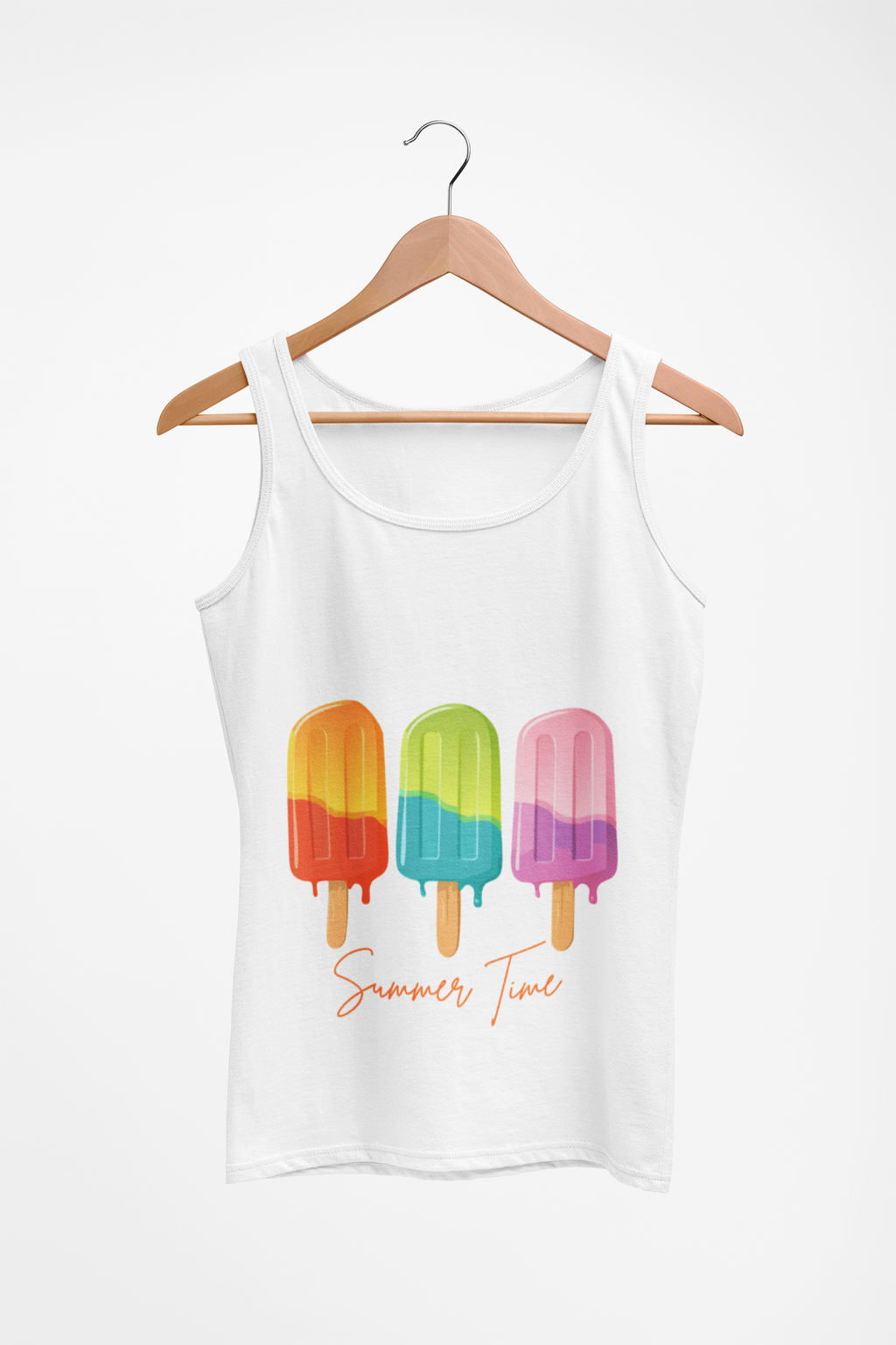 Popsicle Summer Tank Top — "Summer Time" Colorful Ice Pop Graphic