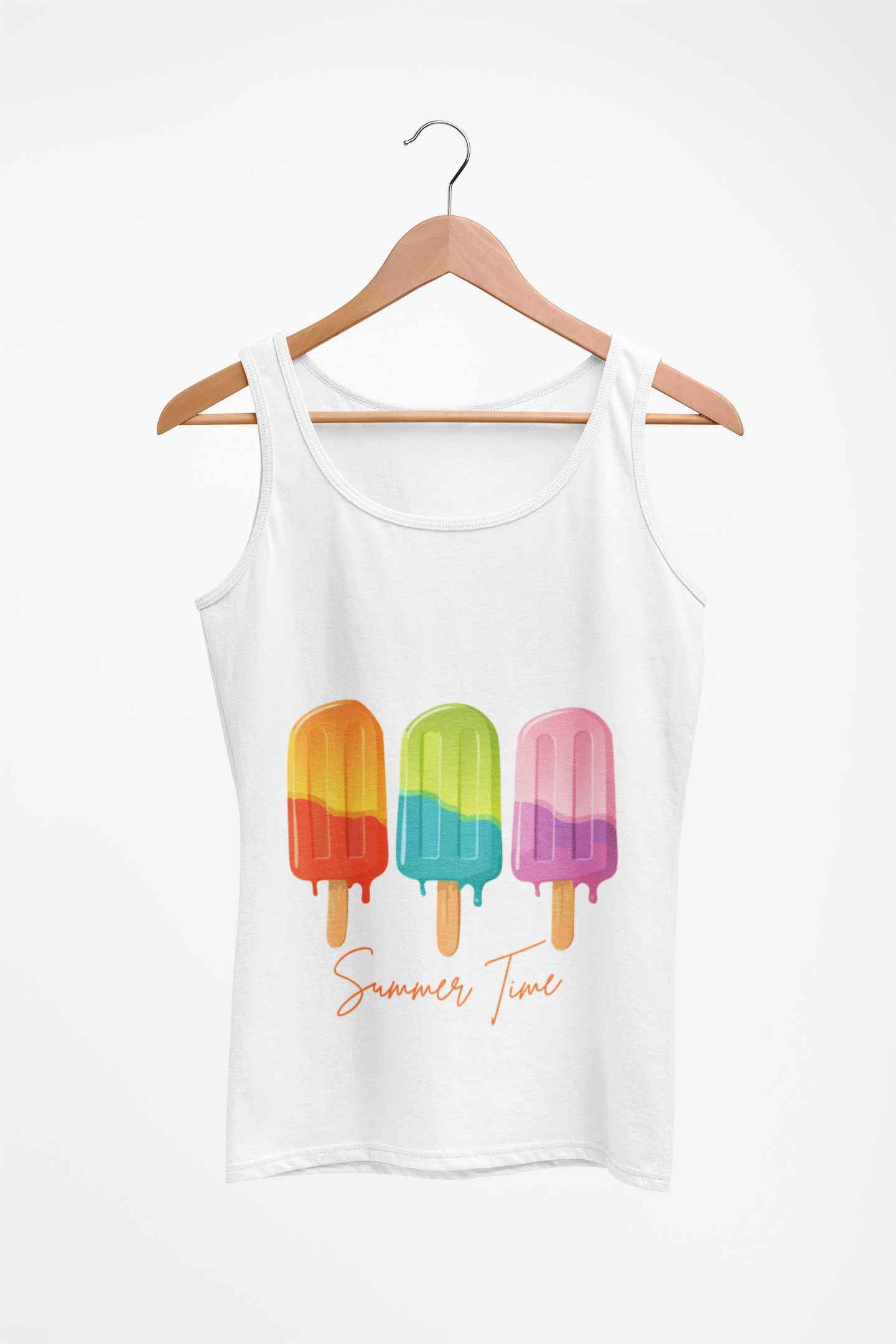 Popsicle Summer Tank Top — "Summer Time" Colorful Ice Pop Graphic