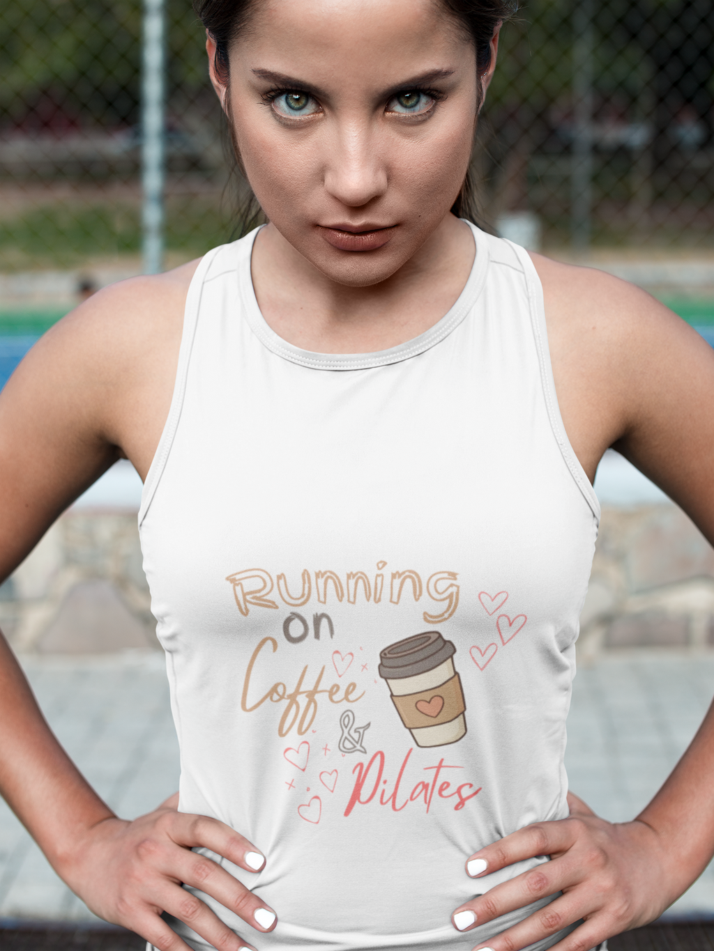 Coffee & Pilates Crop Top - "Running on Coffee & Pilates" Women's Fitness Tank