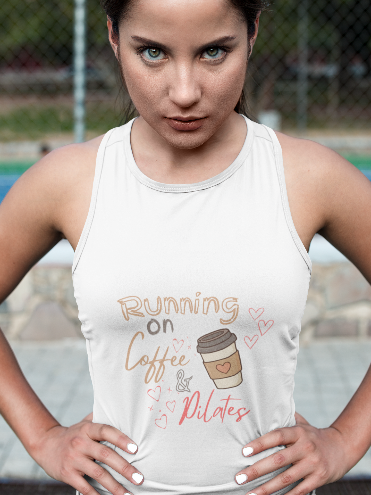 Coffee & Pilates Crop Top - "Running on Coffee & Pilates" Women's Fitness Tank