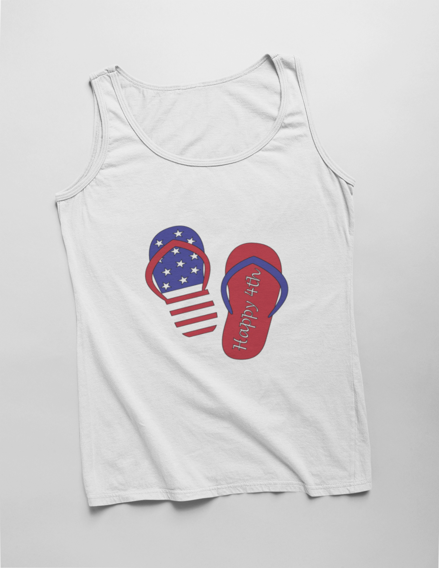 Patriotic Flip Flops Tank Top – 'Happy 4th' Summer Independence Day Tank