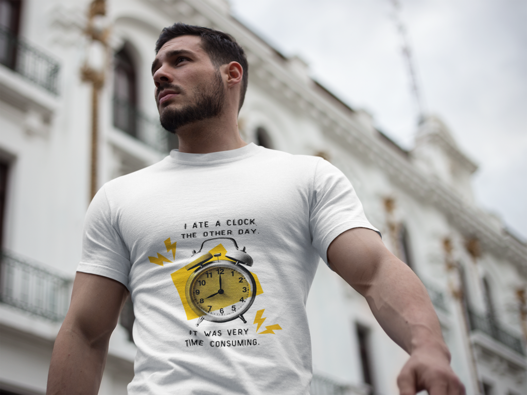 Funny Joke T-Shirt - Dad Jokes - I ate a clock the other day...