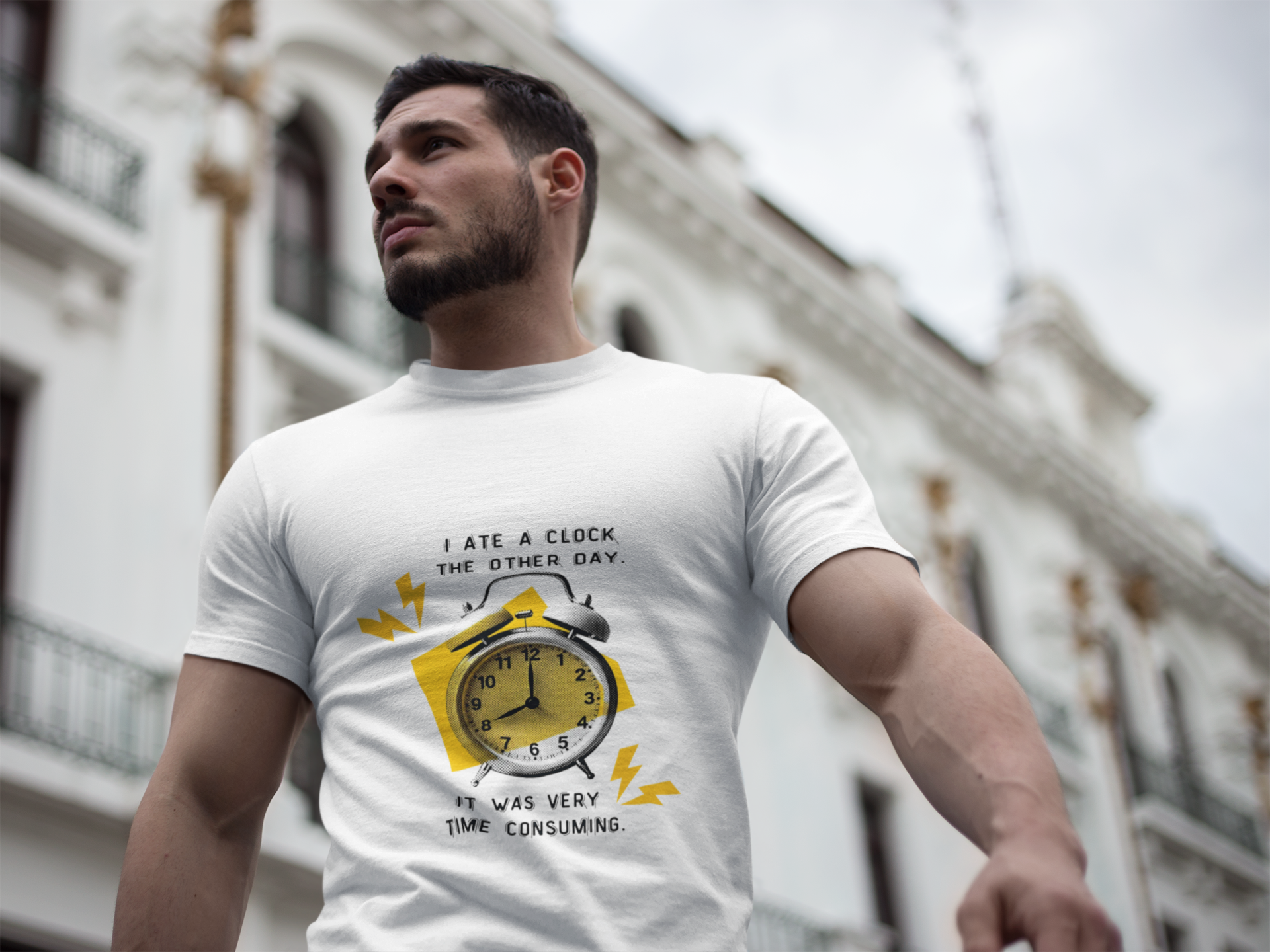 Funny Joke T-Shirt - Dad Jokes - I ate a clock the other day...