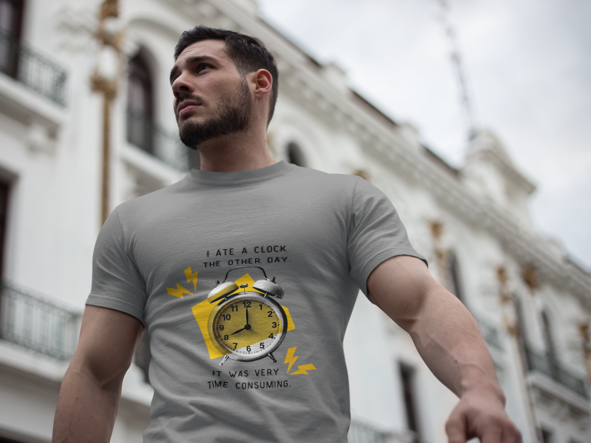 Funny Joke T-Shirt - Dad Jokes - I ate a clock the other day...
