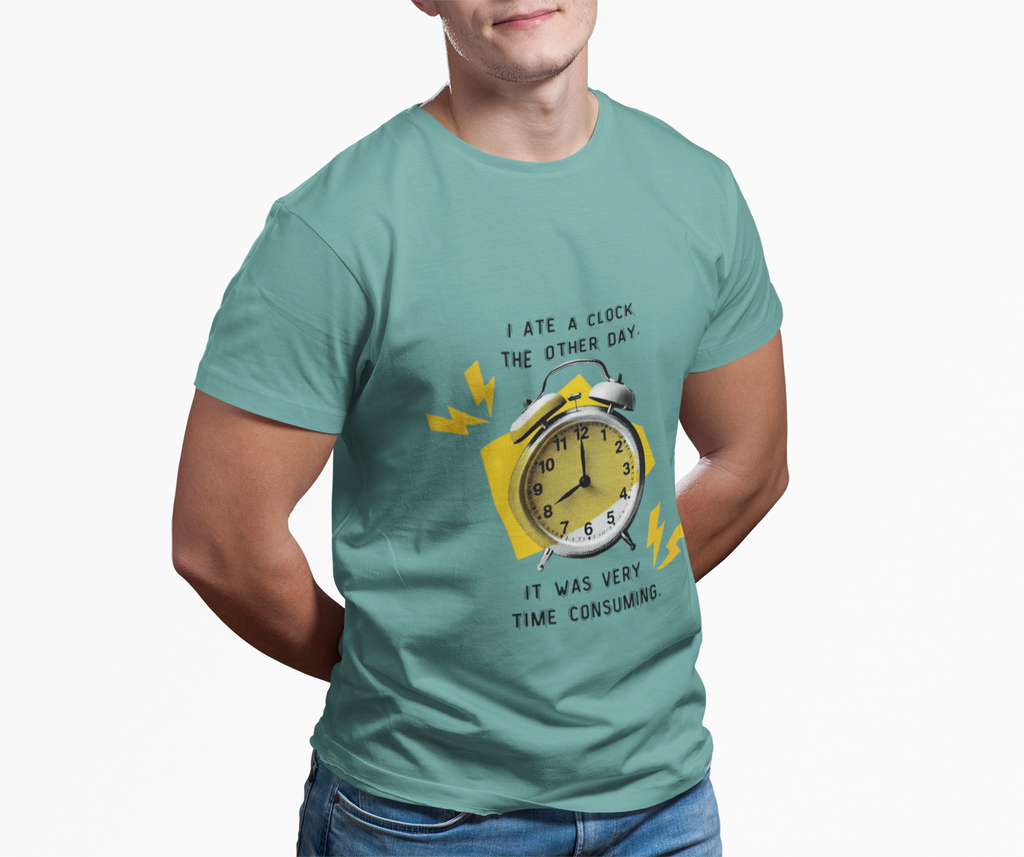 Funny Joke T-Shirt - Dad Jokes - I ate a clock the other day...