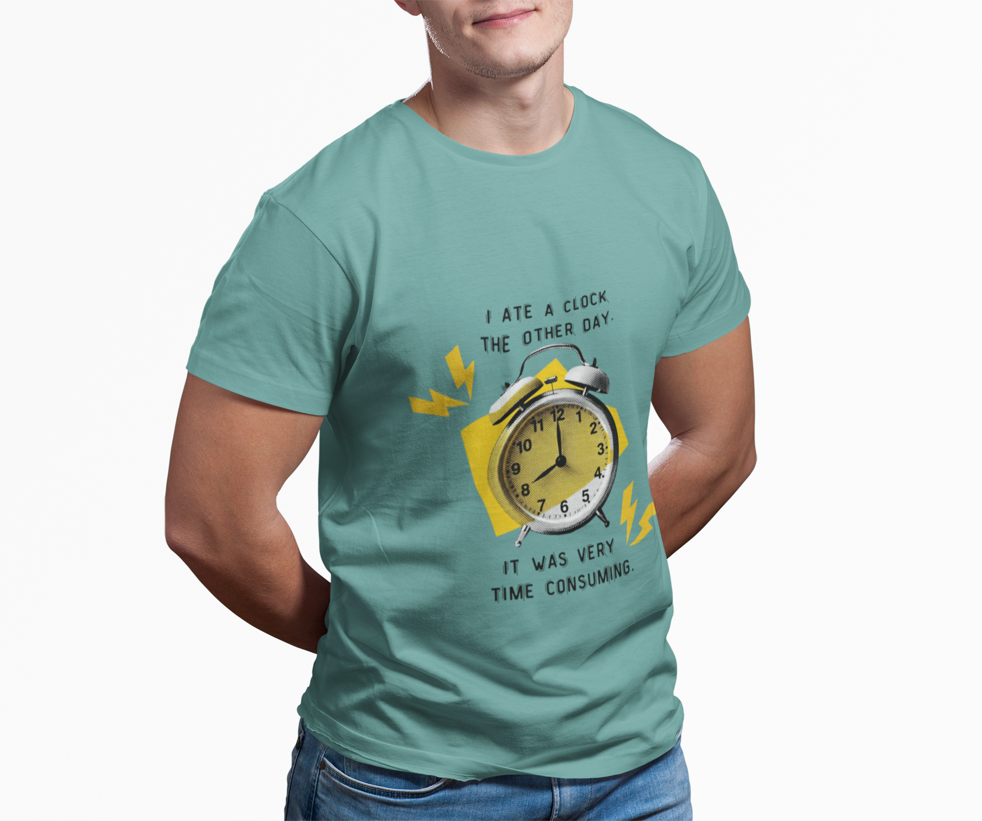 Funny Joke T-Shirt - Dad Jokes - I ate a clock the other day...