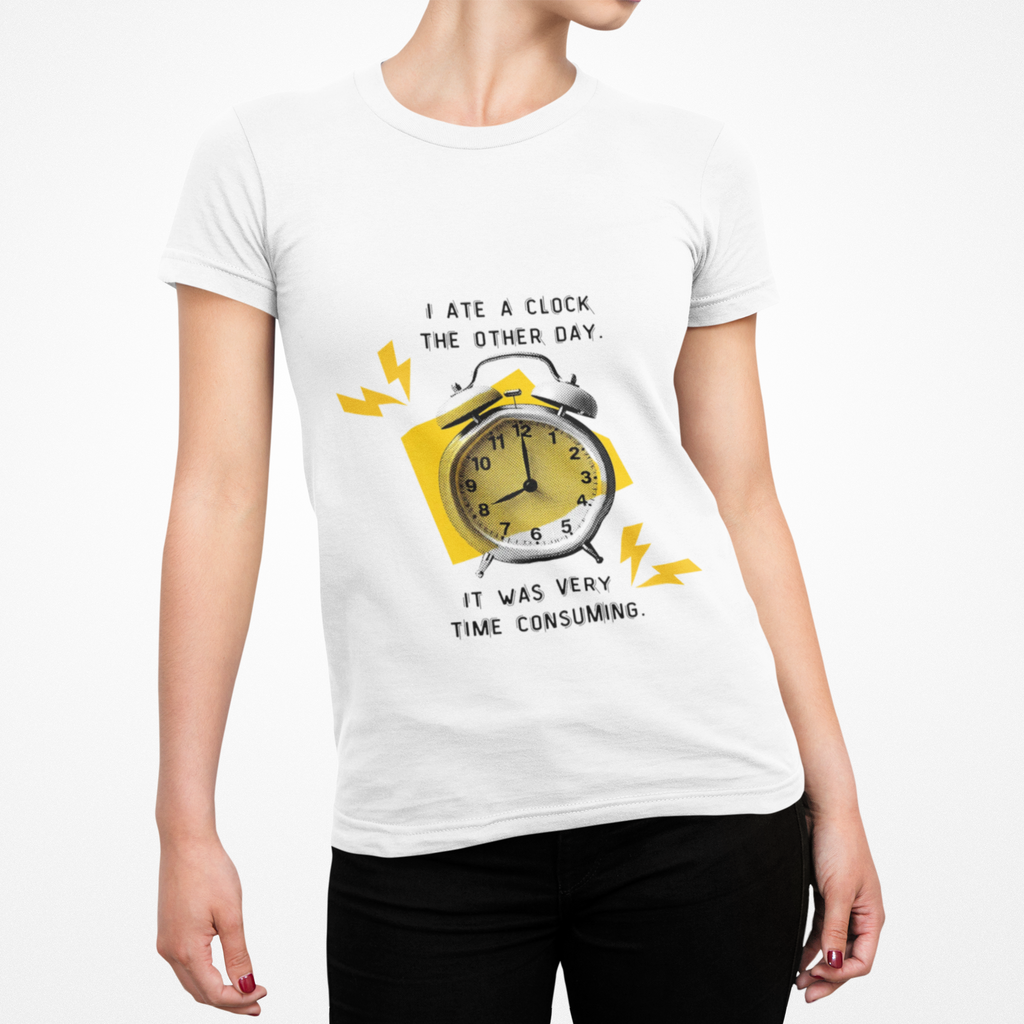 Funny Joke T-Shirt - Dad Jokes - I ate a clock the other day...