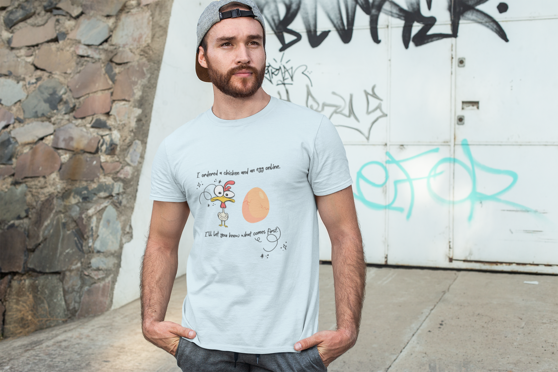 Chicken and Egg Dad Joke T-Shirt — "I Ordered a Chicken and an Egg online..." Funny Graphic Tee
