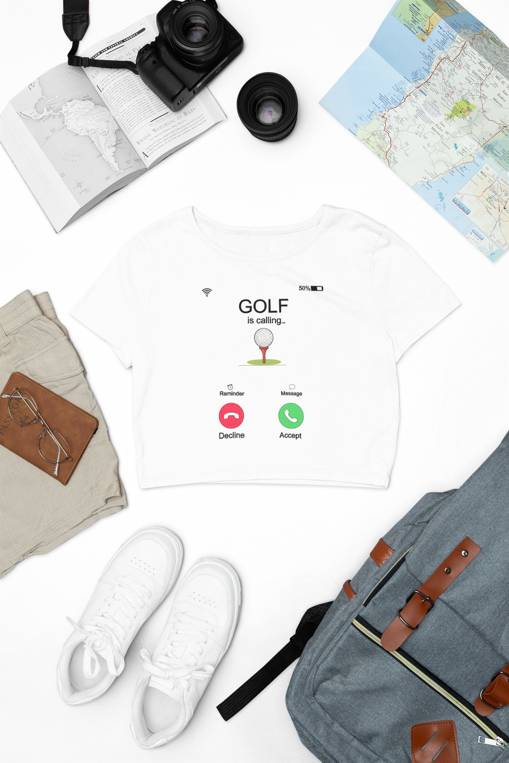Golf Is Calling Crop Top — Women's Golf Tee with 'Golf is calling' Call Screen Design