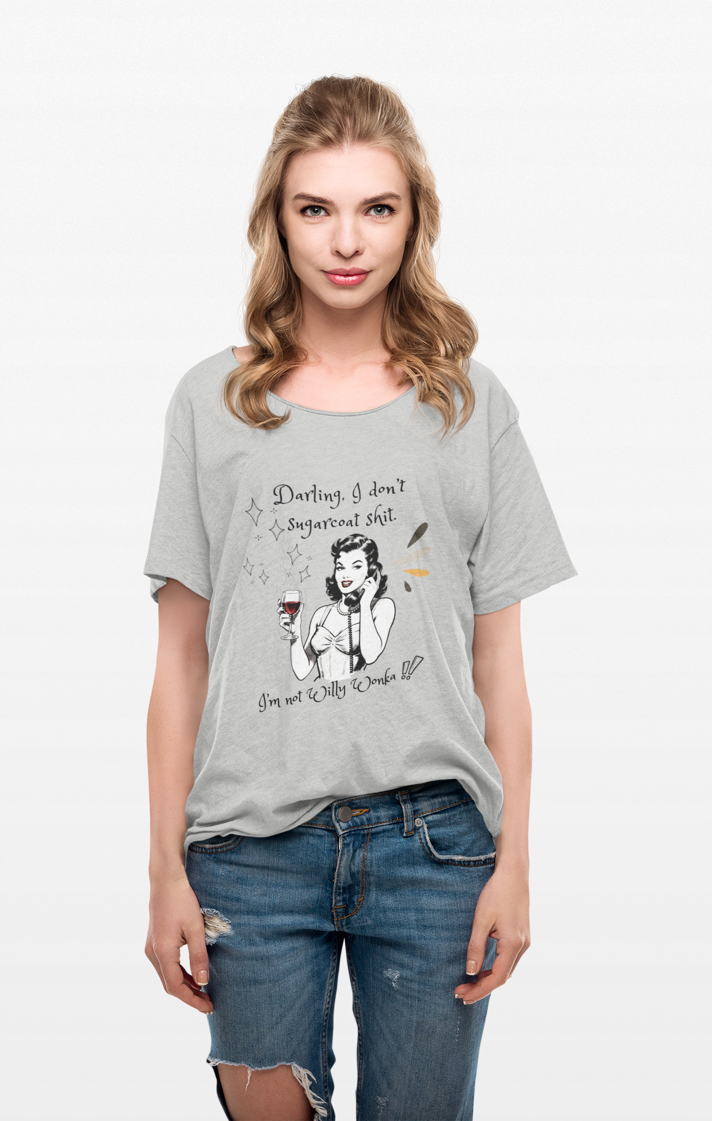 Sarcastic Retro Wine Tee – "Darling, I don't sugarcoat sh*t" Graphic T-Shirt