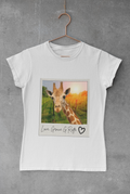 Giraffe Polaroid Photo Tee — "Love, Gracie G.Raffe" Graphic T-Shirt