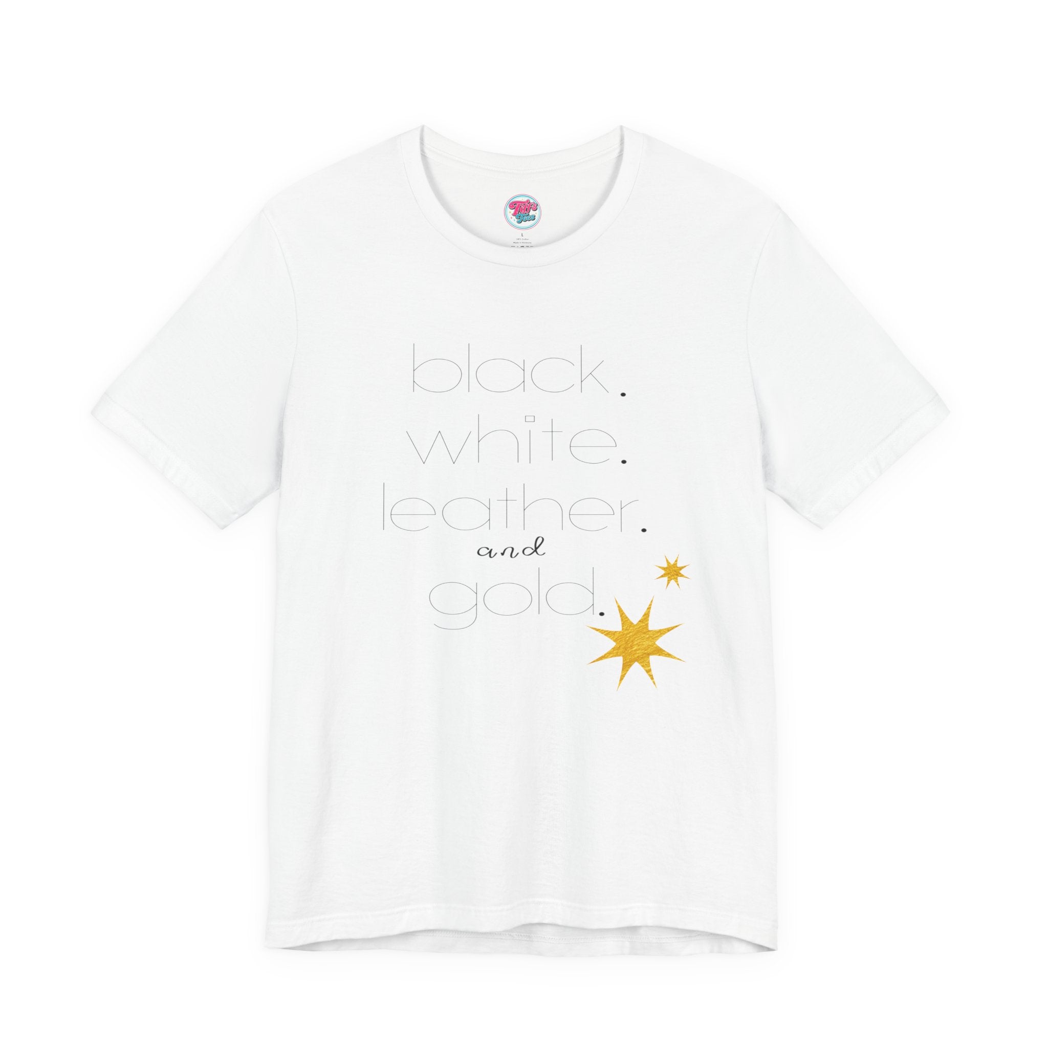 Gold Star Minimalist Tee — 'Black White Leather Gold' Graphic Shirt