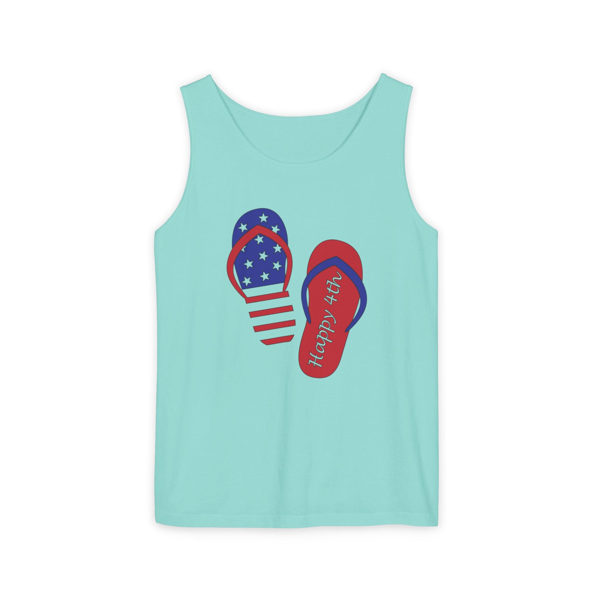 Patriotic Flip Flops Tank Top – 'Happy 4th' Summer Independence Day Tank