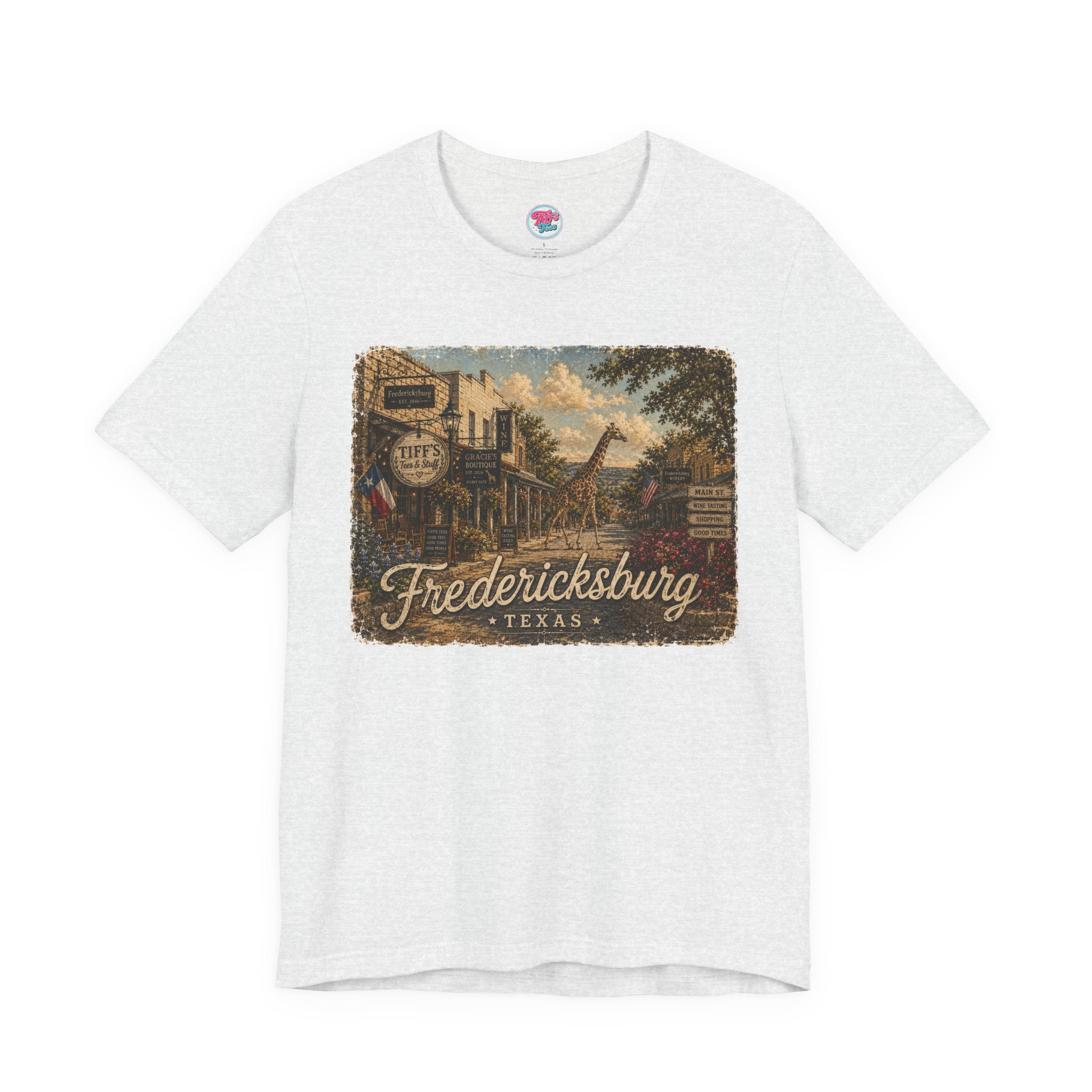 Fredericksburg Texas Vintage Scene Tee featuring Gracie