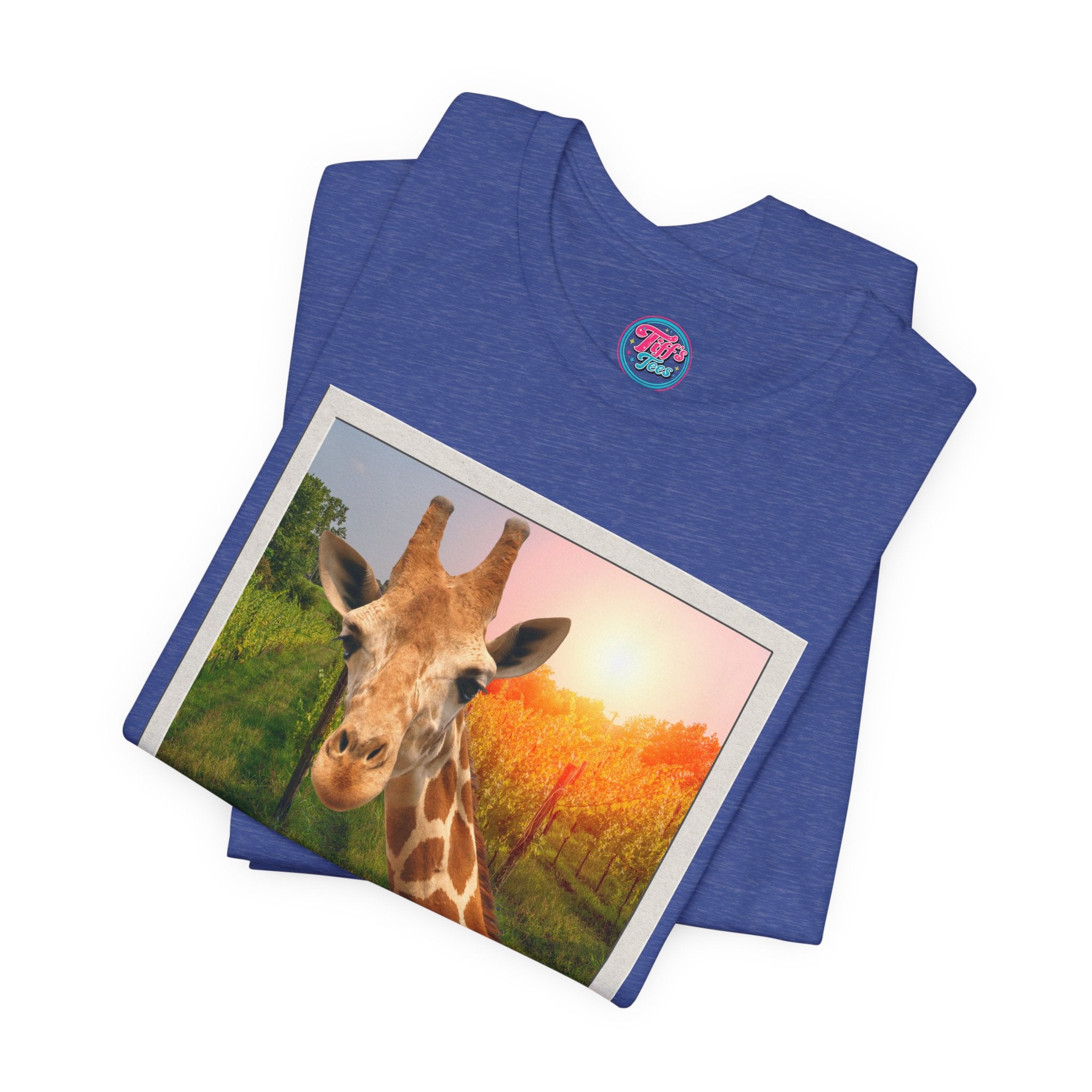 Giraffe Polaroid Photo Tee — "Love, Gracie G.Raffe" Graphic T-Shirt