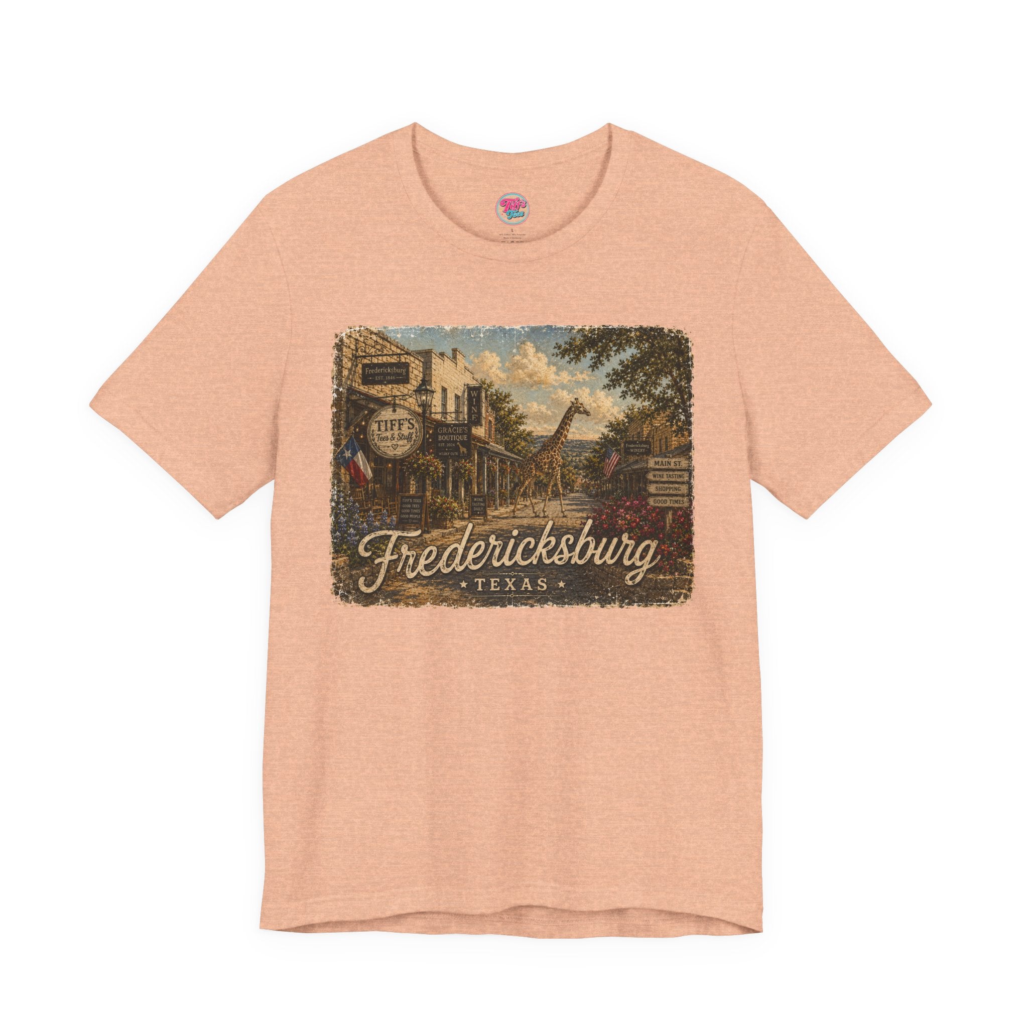 Fredericksburg Texas Vintage Scene Tee featuring Gracie