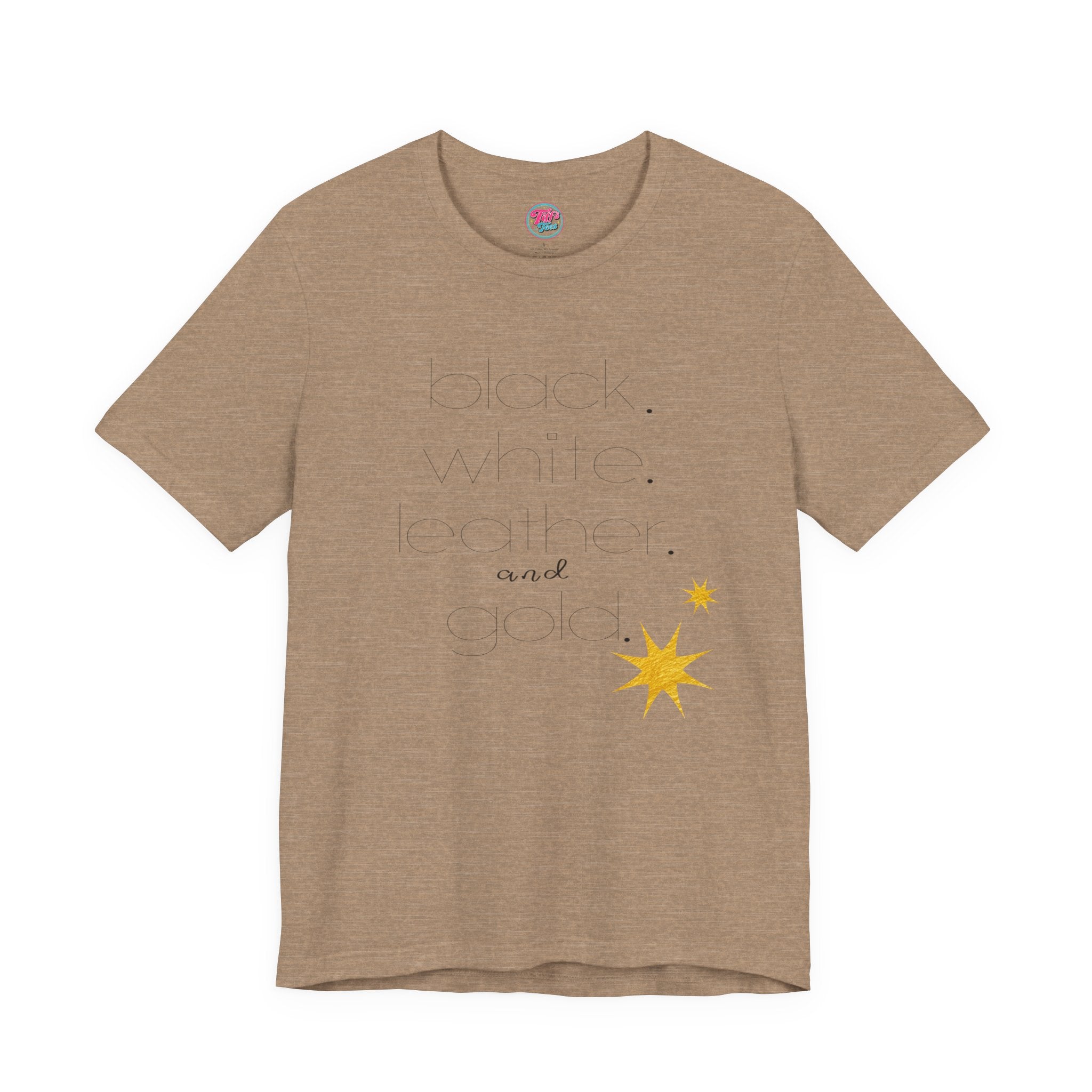 Gold Star Minimalist Tee — 'Black White Leather Gold' Graphic Shirt