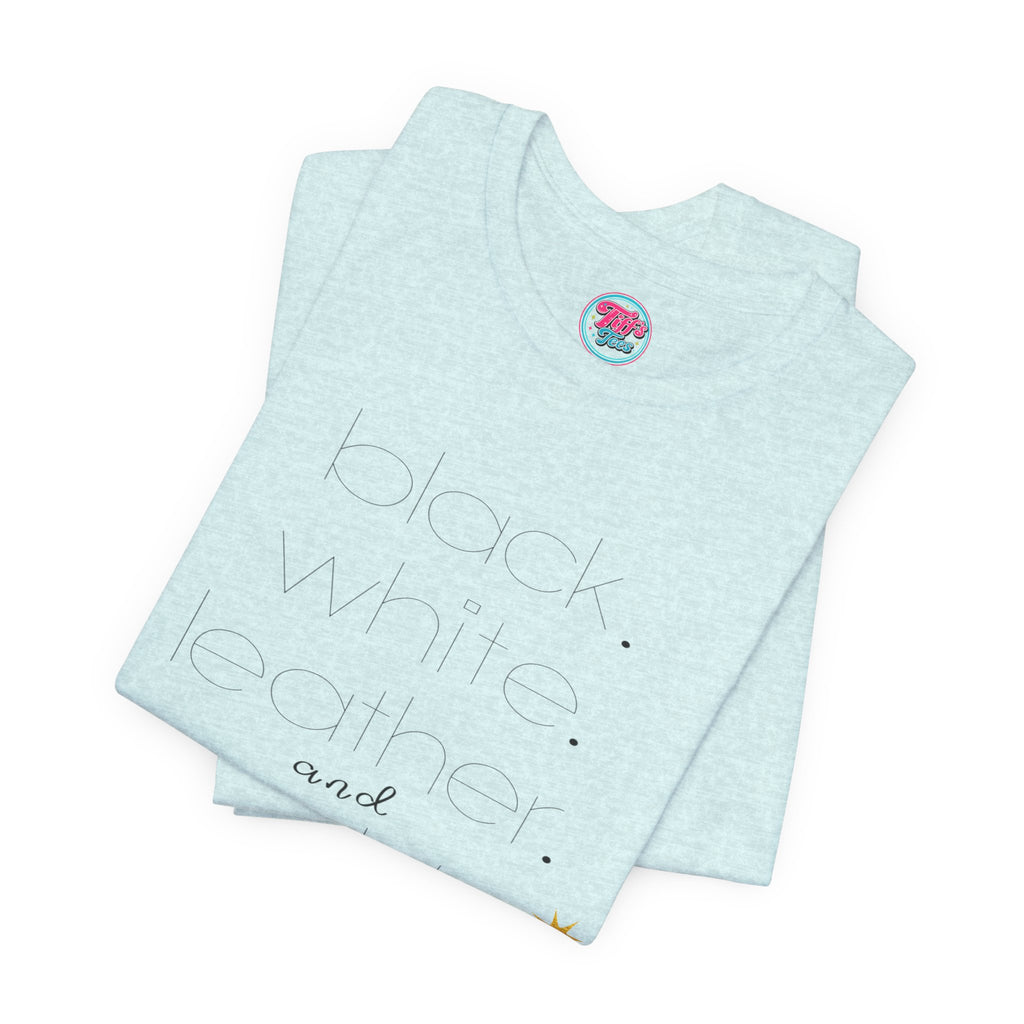 Gold Star Minimalist Tee — 'Black White Leather Gold' Graphic Shirt