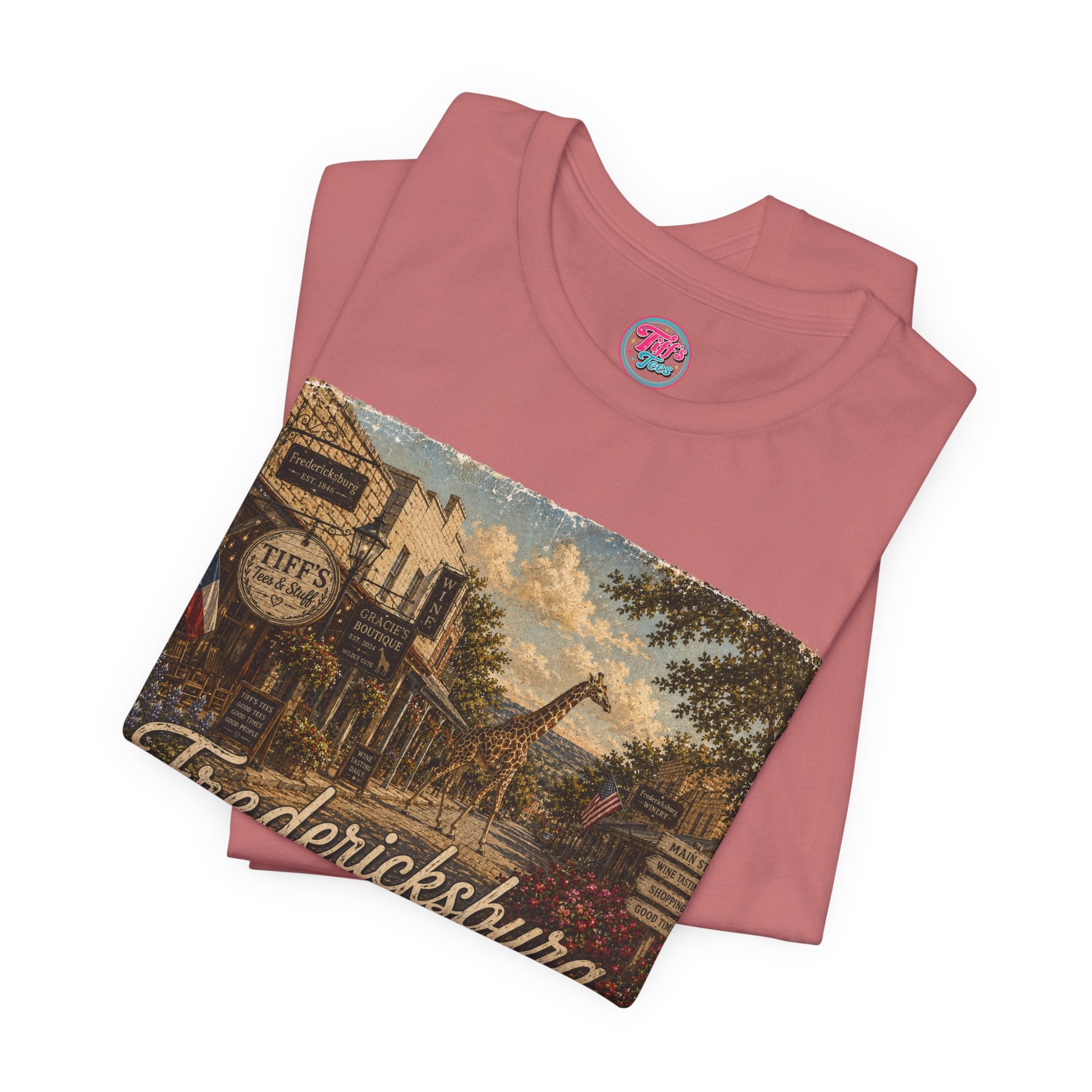 Fredericksburg Texas Vintage Scene Tee featuring Gracie