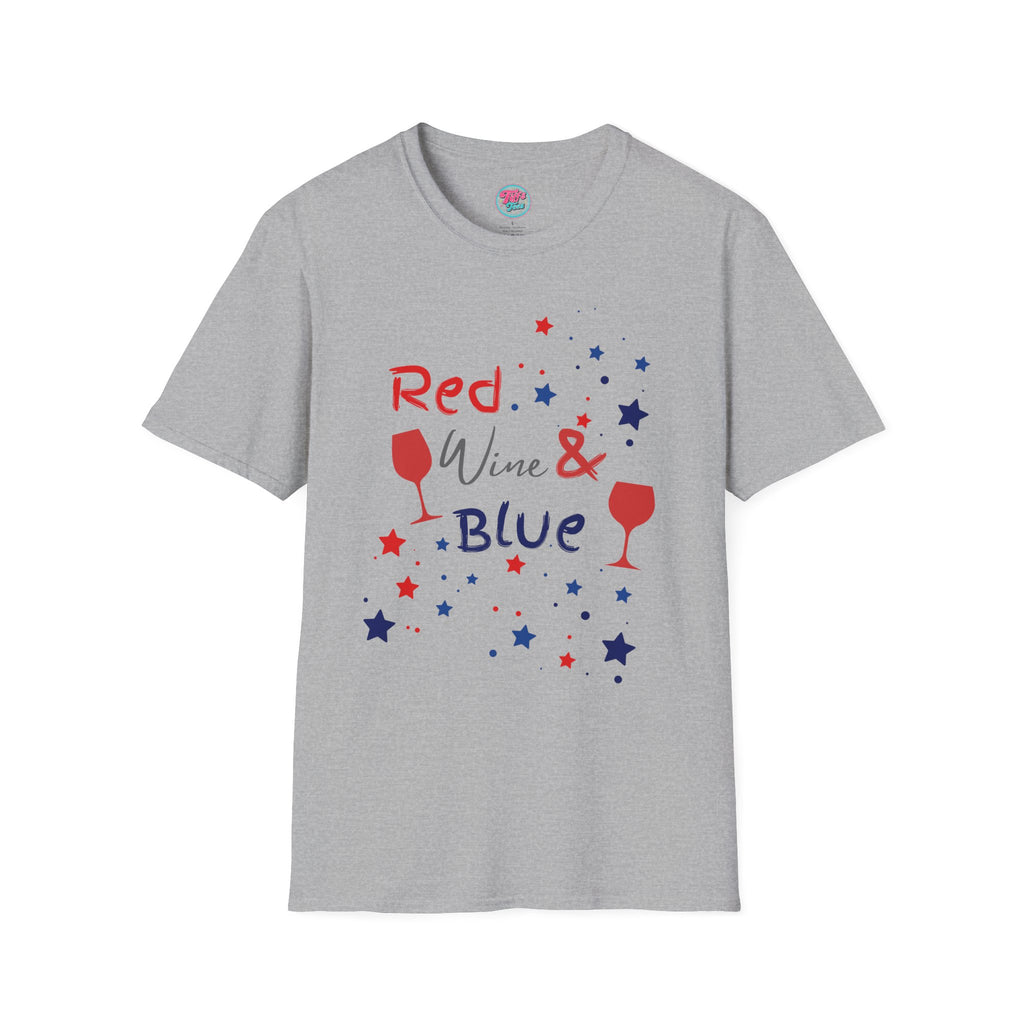 Red Wine & Blue T-Shirt — Patriotic 4th of July Wine Lover Tee