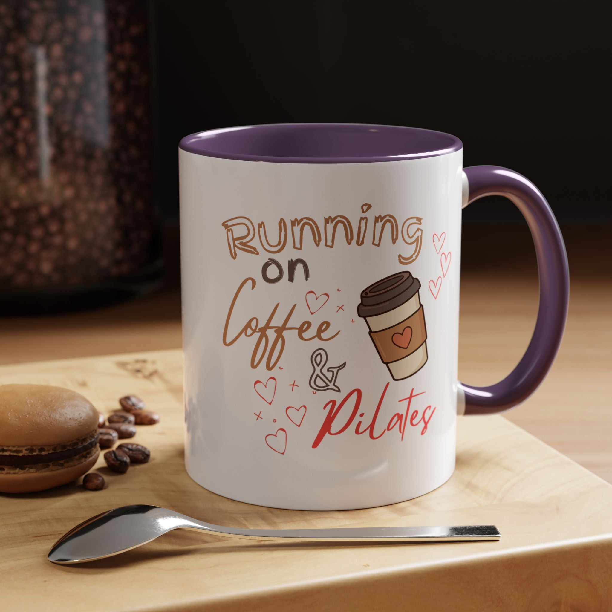 Coffee & Pilates Mug — “Running on Coffee & Pilates” Accent Coffee Cup