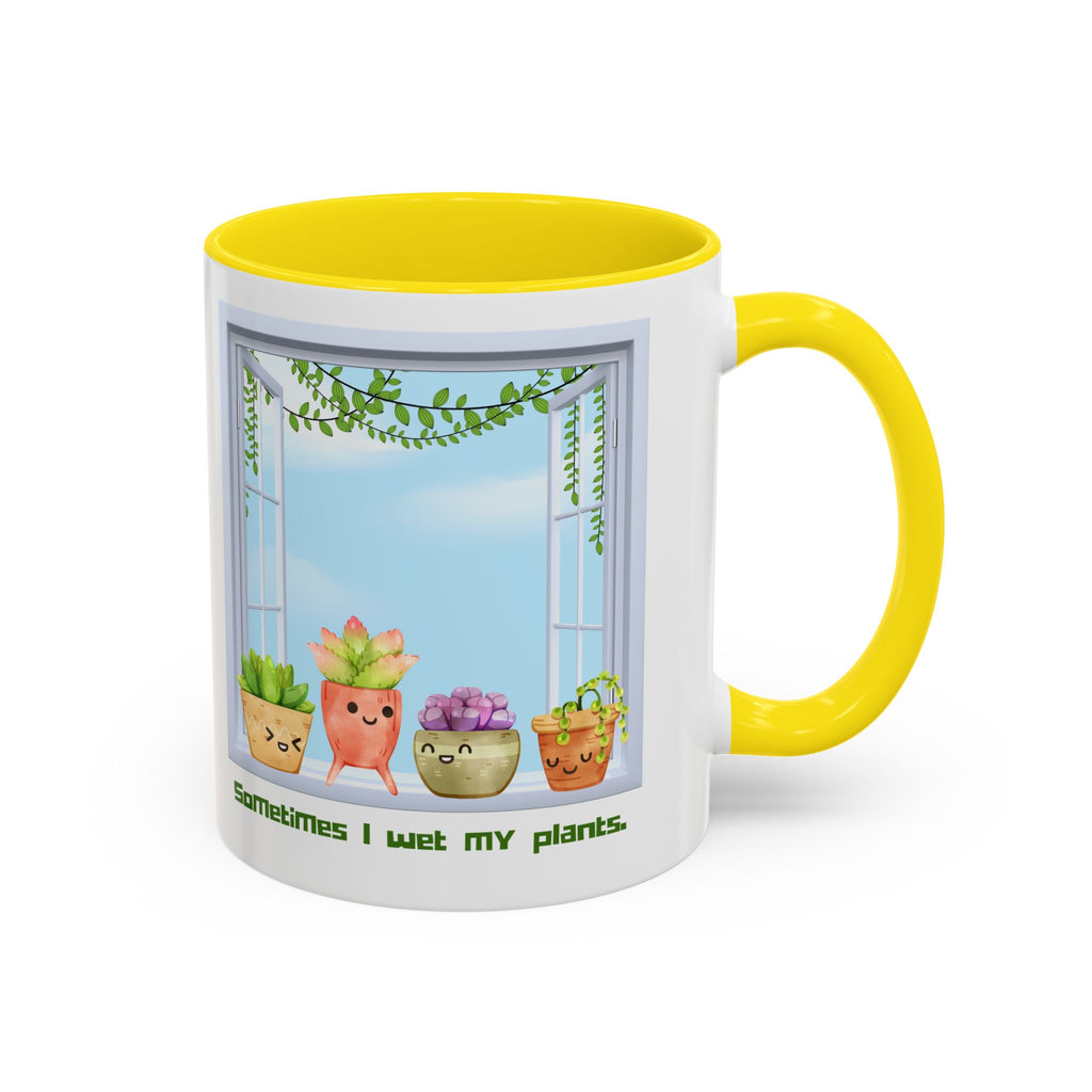 Succulent Window Mug — "Sometimes I Wet My Plants" Cute Plant Lover Coffee Cup