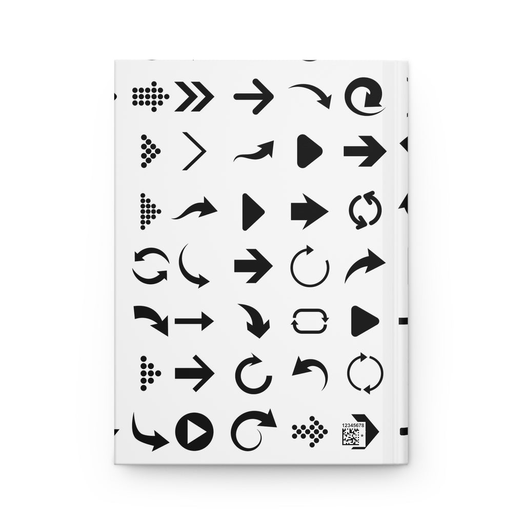 Arrow Icons Hardcover Journal — Minimal Black & White Symbol Notebook for Notes, Design Sketches, and Bullet Journaling
